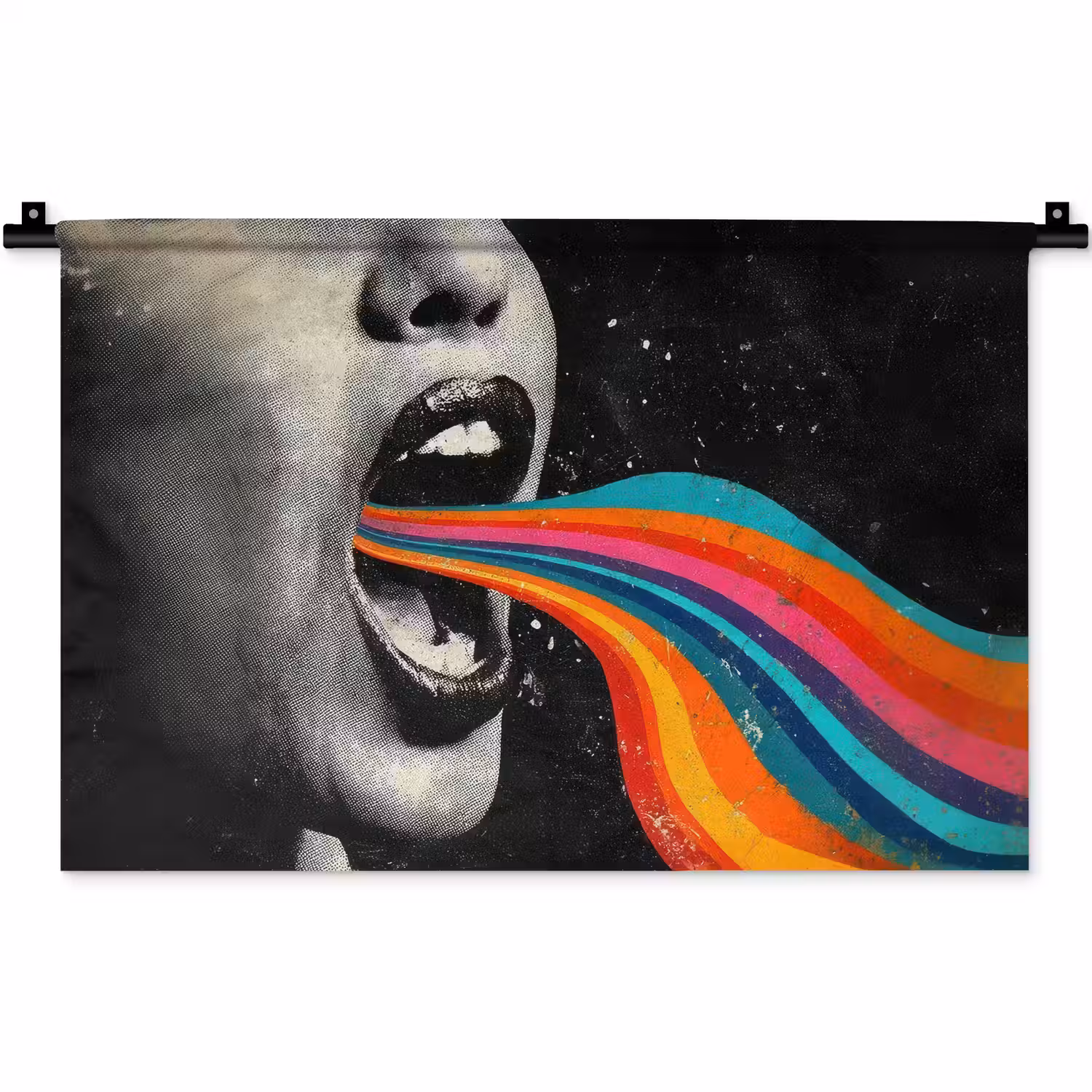 Mond - Golven - Regenboog Wandkleed katoen klein -zz3d