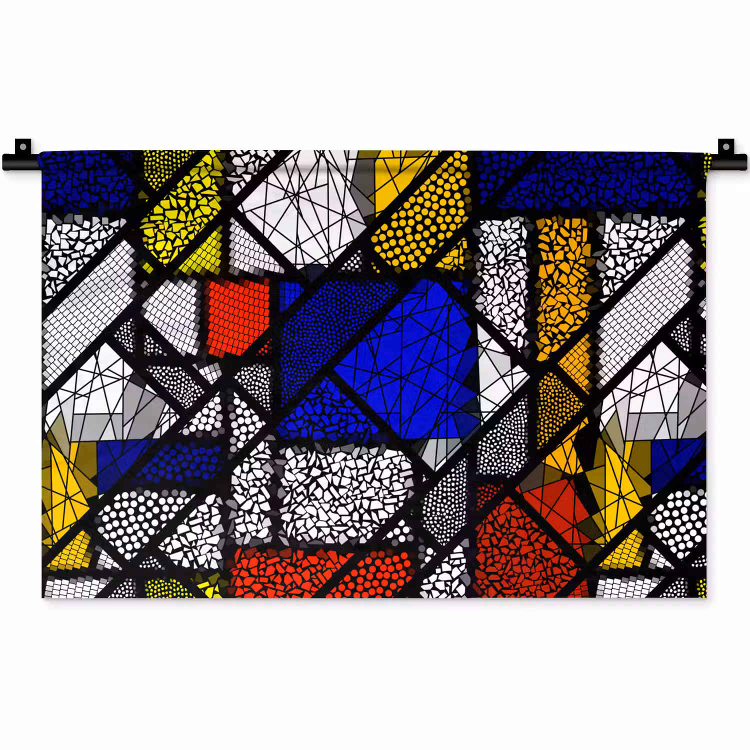 Mondriaan - Glas in lood - Oude Meesters - Kunstwerk - Abstract - Schilderij Wandkleed katoen klein -zz3d