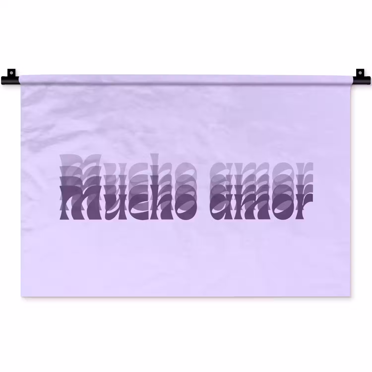 Mucho amor - Paars - Gelaagde letters Wandkleed katoen klein -zz3d