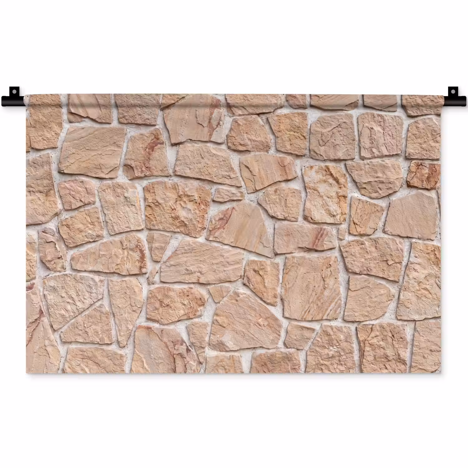 Muur - Steen - Patroon - Rustiek - Beige Wandkleed katoen klein -zz3d