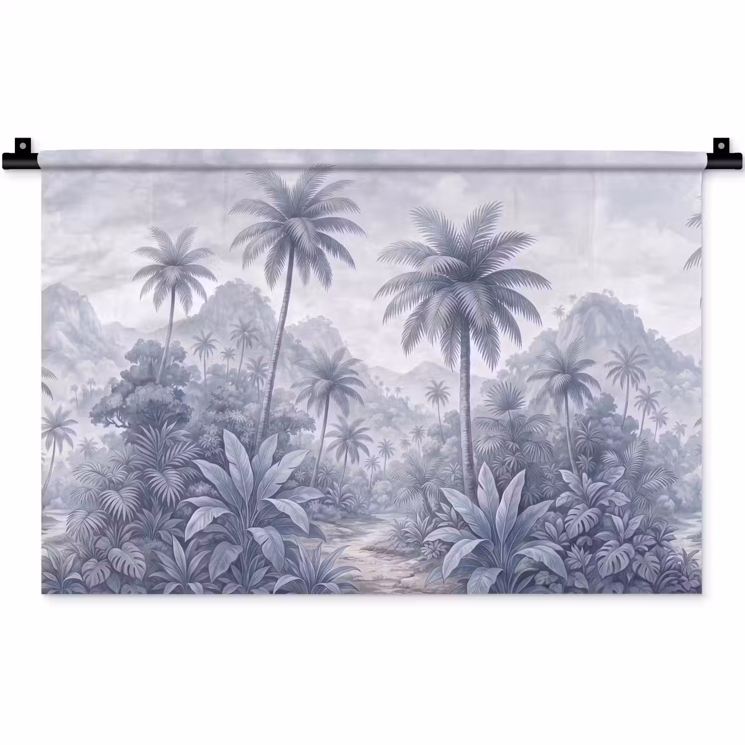 Natuur - Boom - Tropisch - Landschap - Blauw Wandkleed katoen klein -zz3d