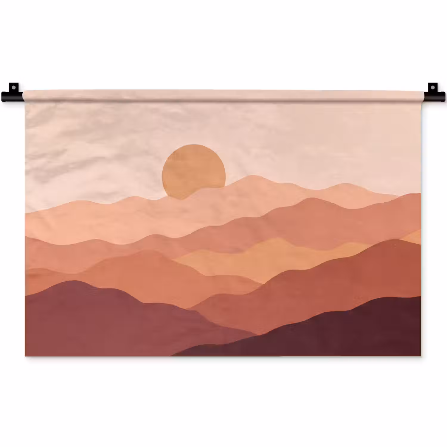Natuur - Heuvels - Abstract - Modern - Oranje Wandkleed katoen klein -zz3d