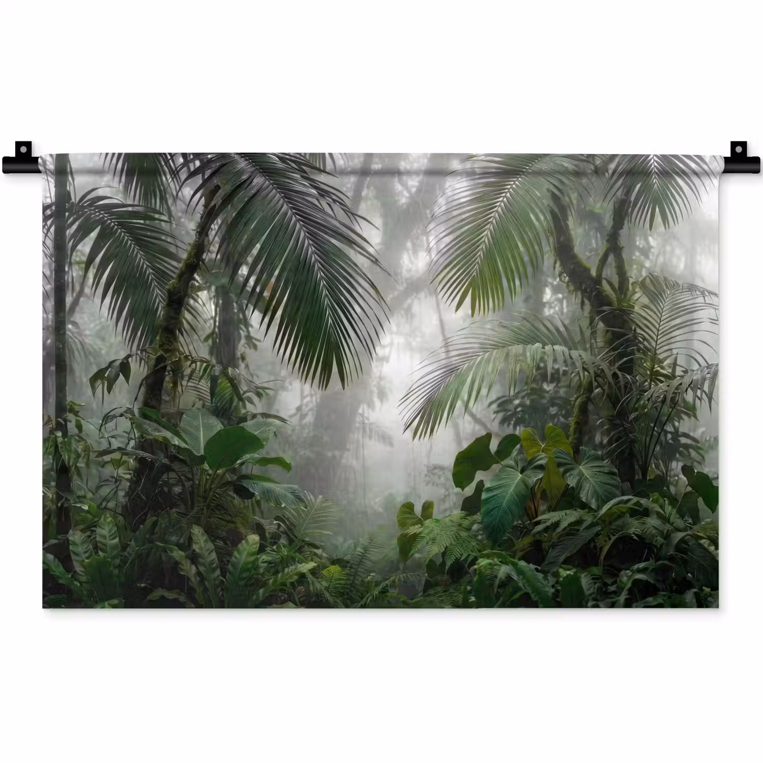 Natuur - Jungle - Mist - Tropisch - Groen Wandkleed katoen klein -zz3d
