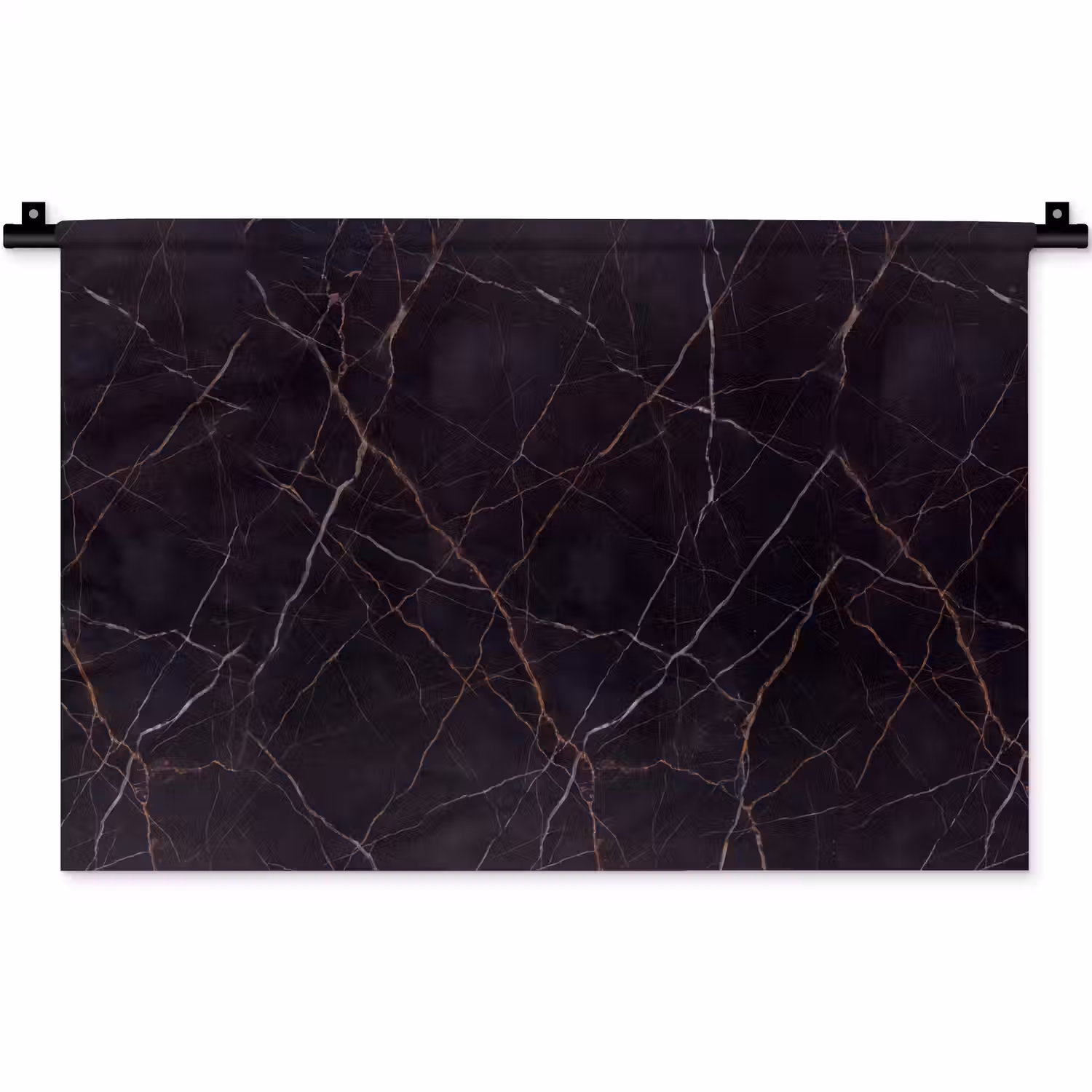 Natuursteen - Marmerpatroon - Abstract - Modern - Zwart - Goud Wandkleed katoen klein -zz3d