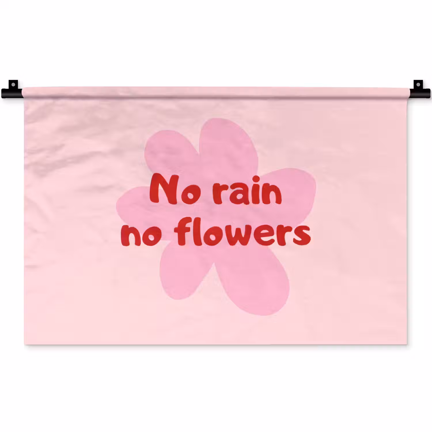 No rain no flowers - Bloem - Roze Wandkleed katoen klein -zz3d