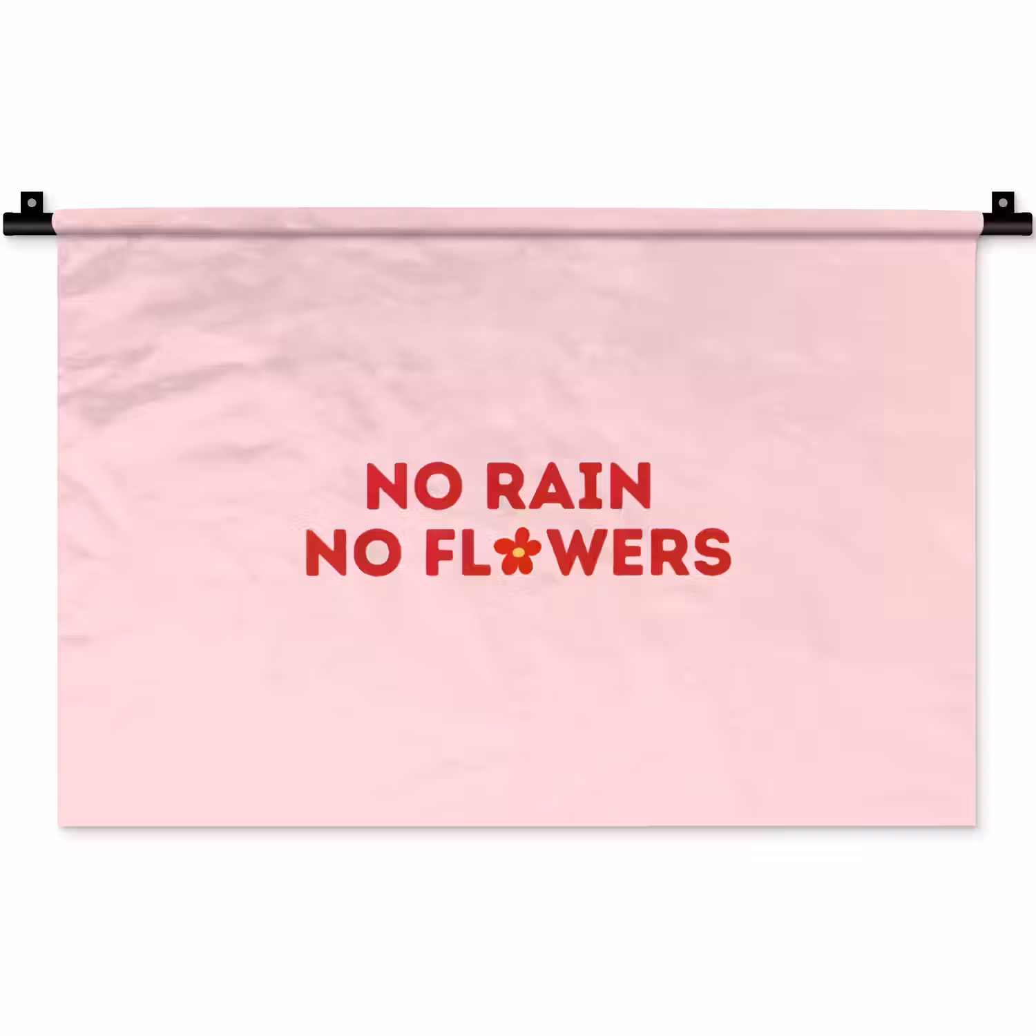 No rain no flowers - Minimalistisch - Roze - Bloem Wandkleed katoen klein -zz3d