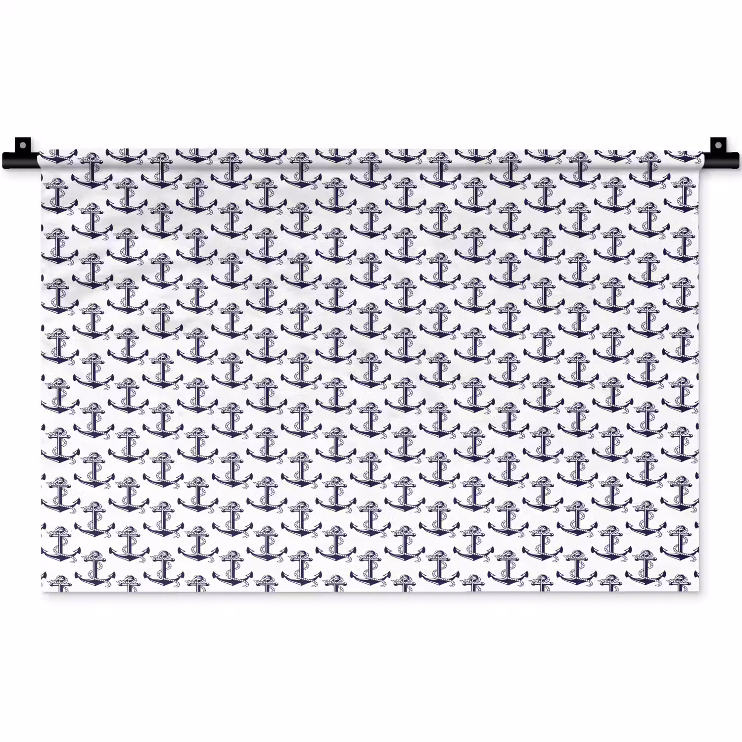 Oceaan - Anker - Blauw - Wit Wandkleed katoen klein 269 -zz3d