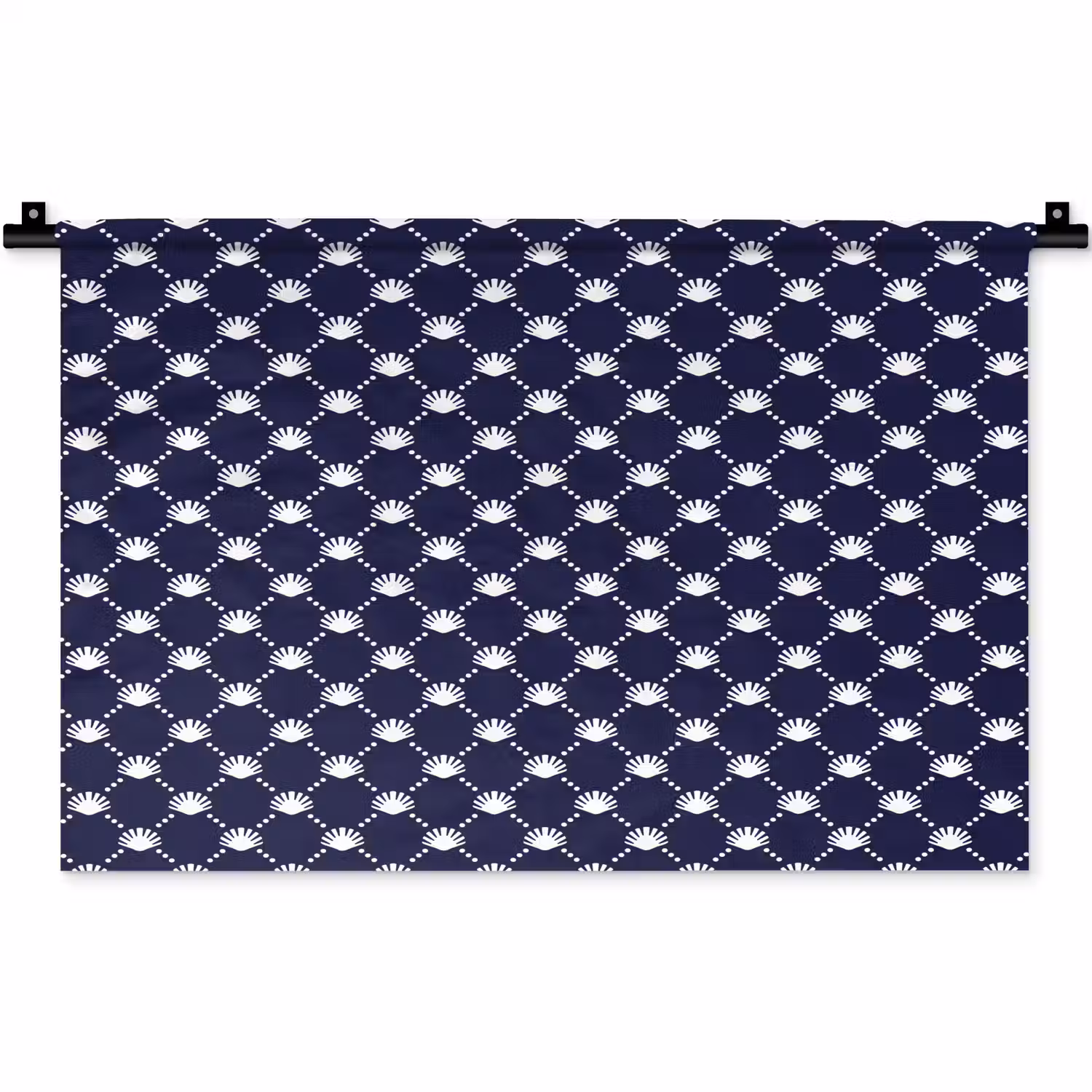 Oceaan - Schelp - Blauw - Wit Wandkleed katoen klein 269 -zz3d