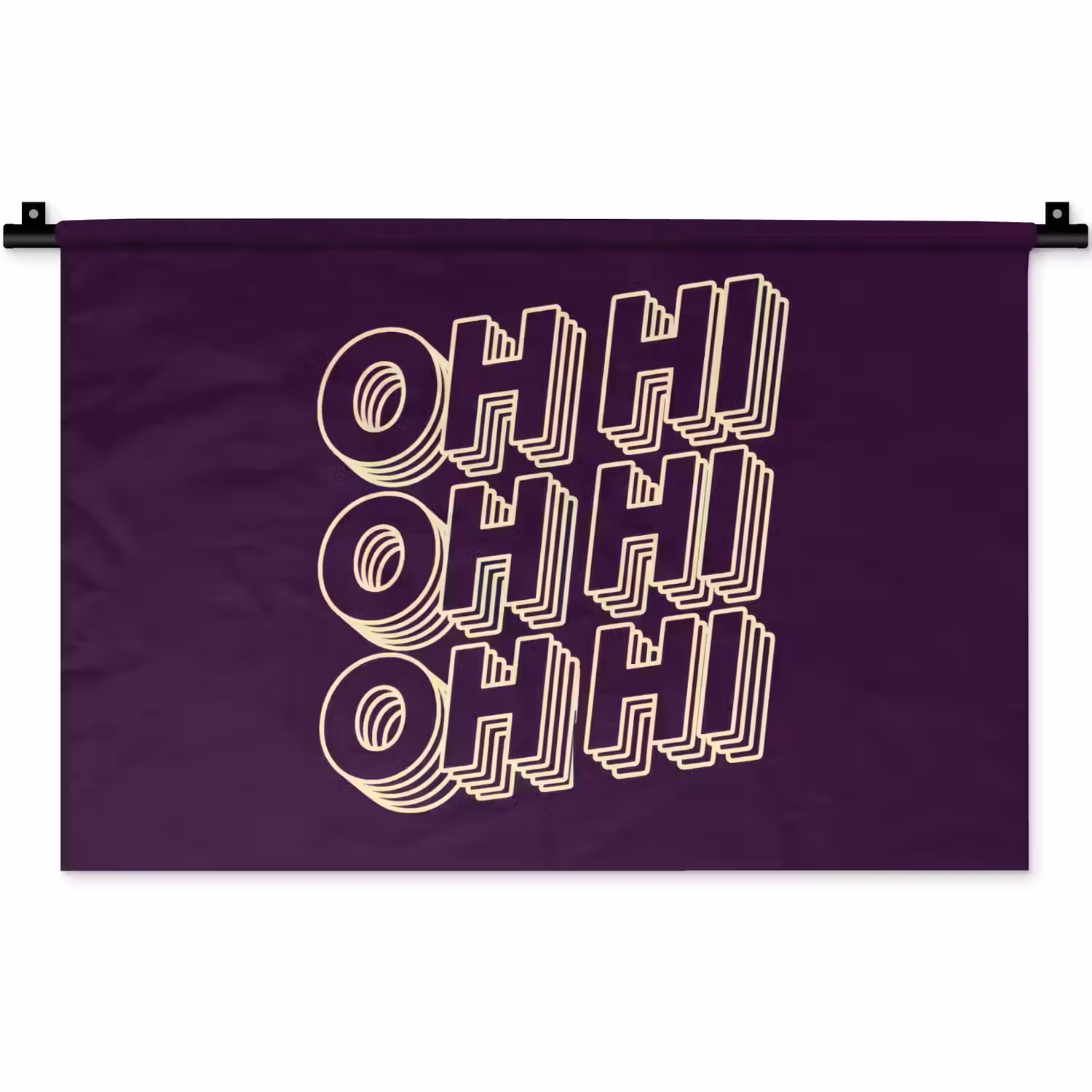 Oh hi - Paars - 3D Wandkleed katoen klein -zz3d