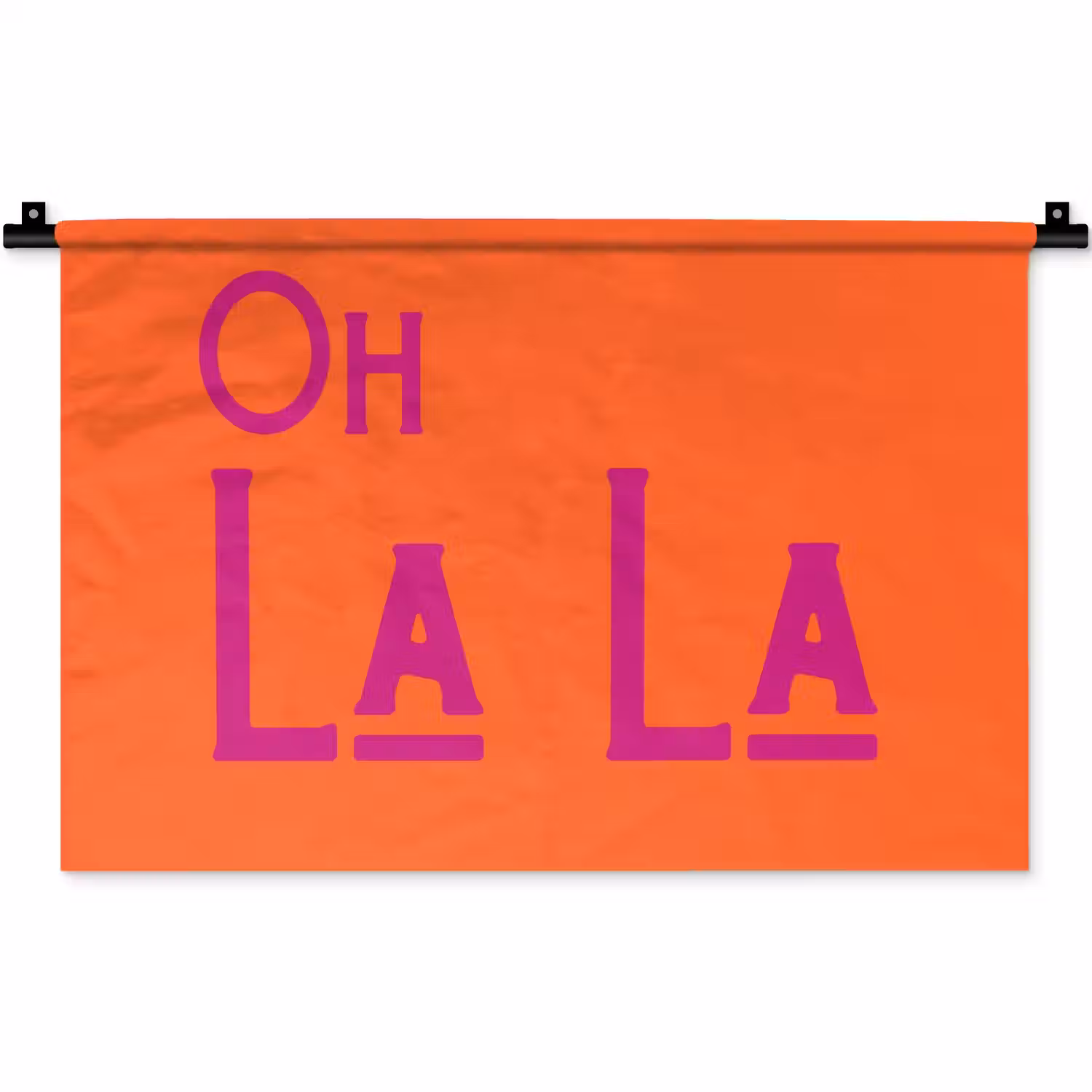 Oh la la - Oranje - Roze - Scheeflettertype Wandkleed katoen klein -zz3d