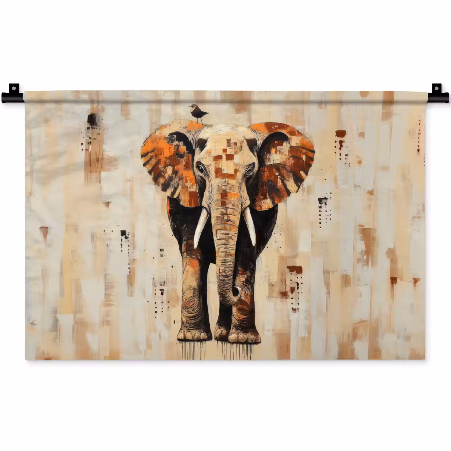 Olifant - Slurf - Mozaïek - Abstract Wandkleed katoen klein -zz3d