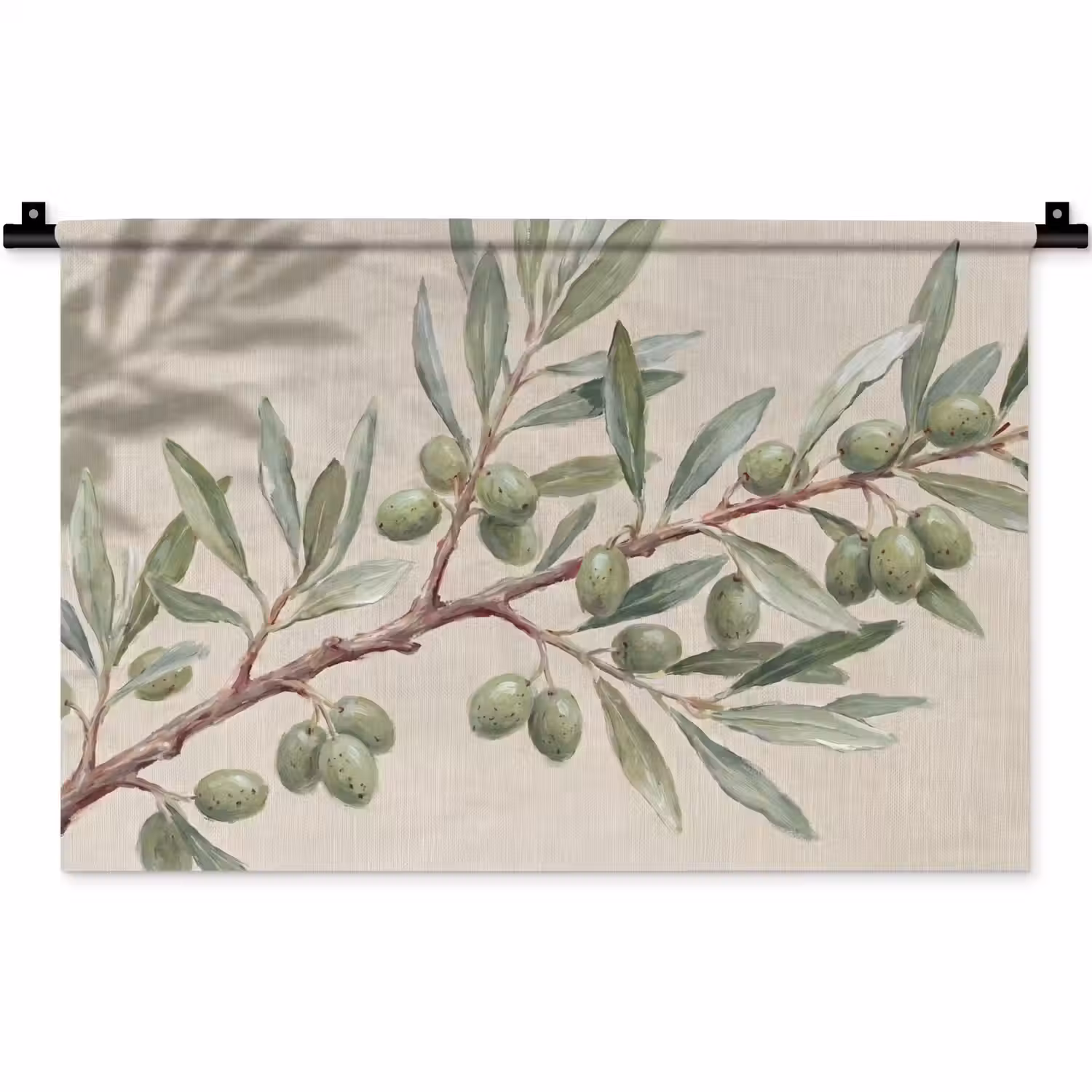 Olijftak - Bladeren - Natuur - Groen - Beige Wandkleed katoen klein -zz3d