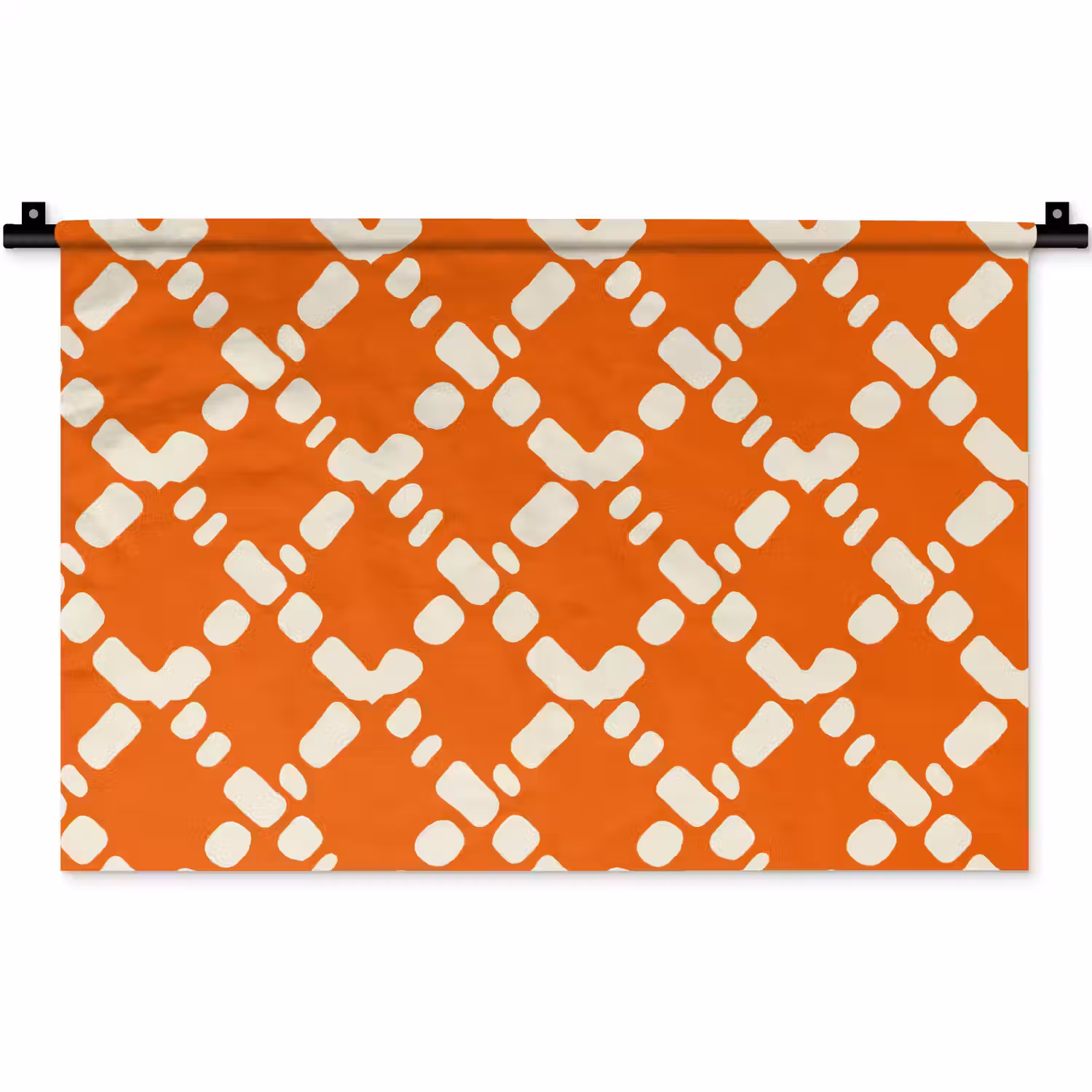 Oranje - Ruitpatroon - Wit Wandkleed katoen klein 269 -zz3d
