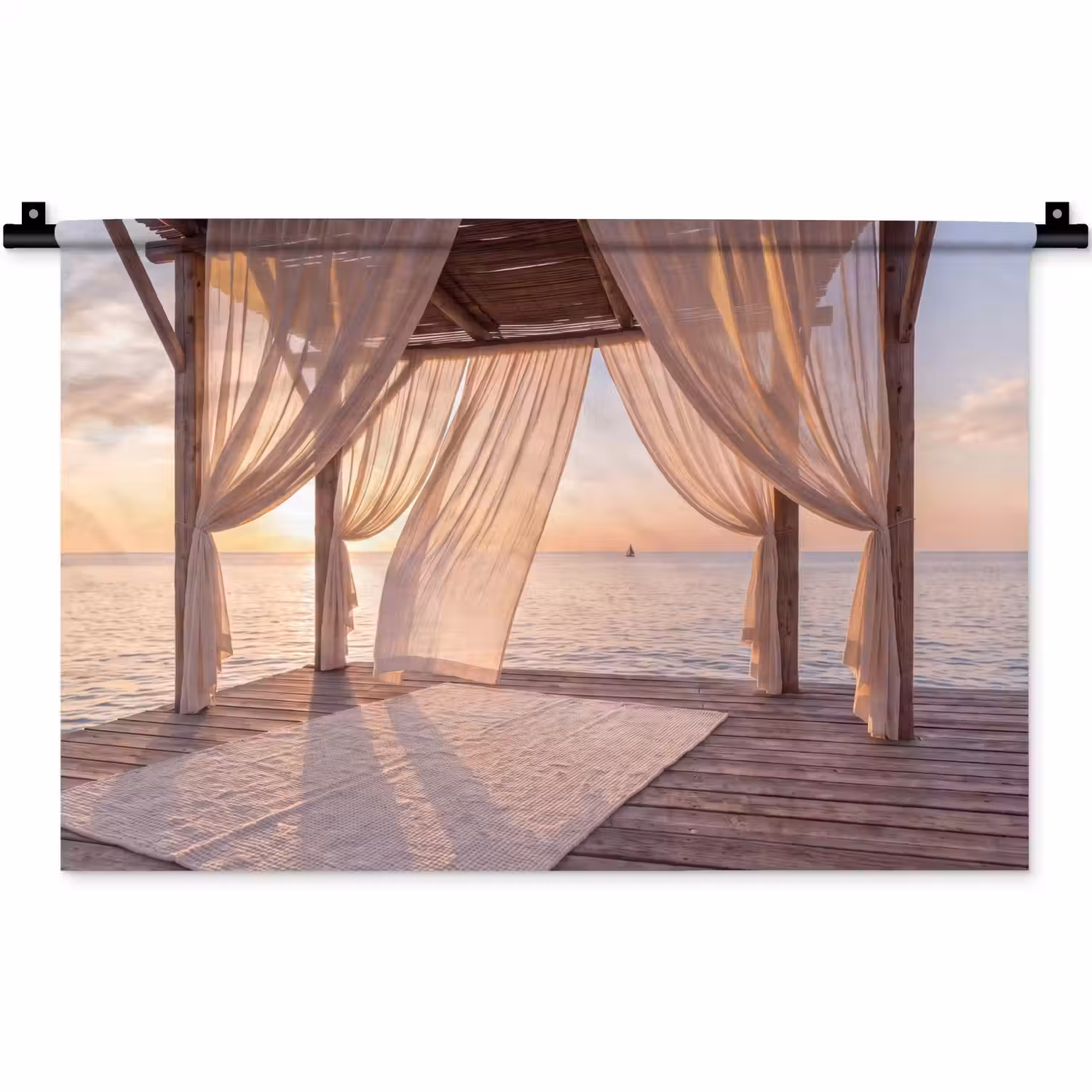Overkapping - Zee - Zonsondergang - Vakantie - Rust Wandkleed katoen klein -zz3d