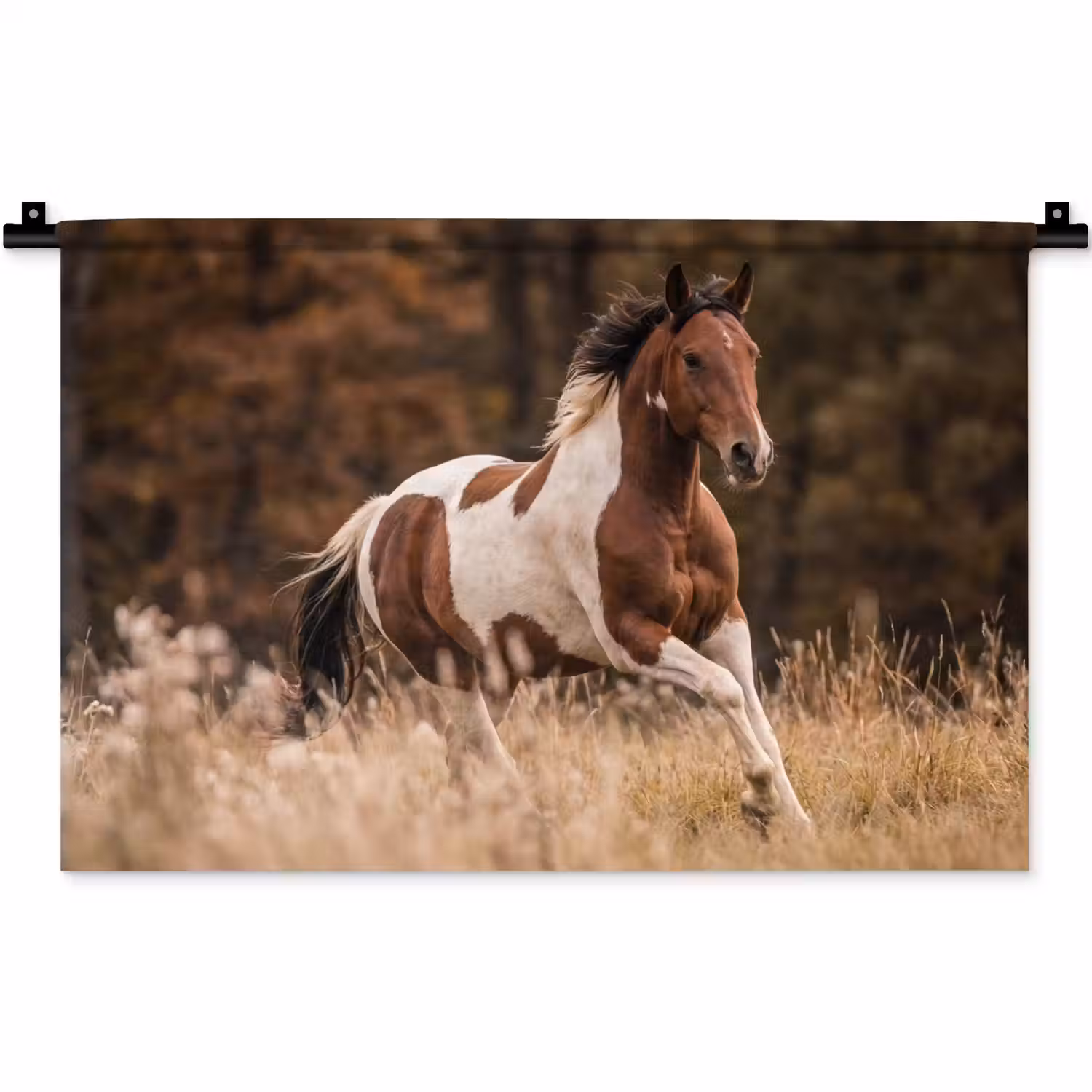 Paard - Bruin - Gras Wandkleed katoen klein -zz3d