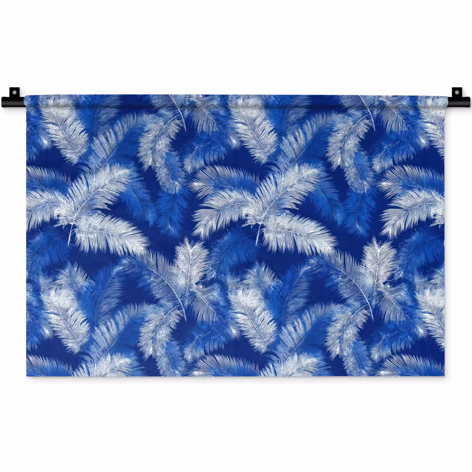 Palmblad - Patroon - Blauw Wandkleed katoen klein 269 -zz3d