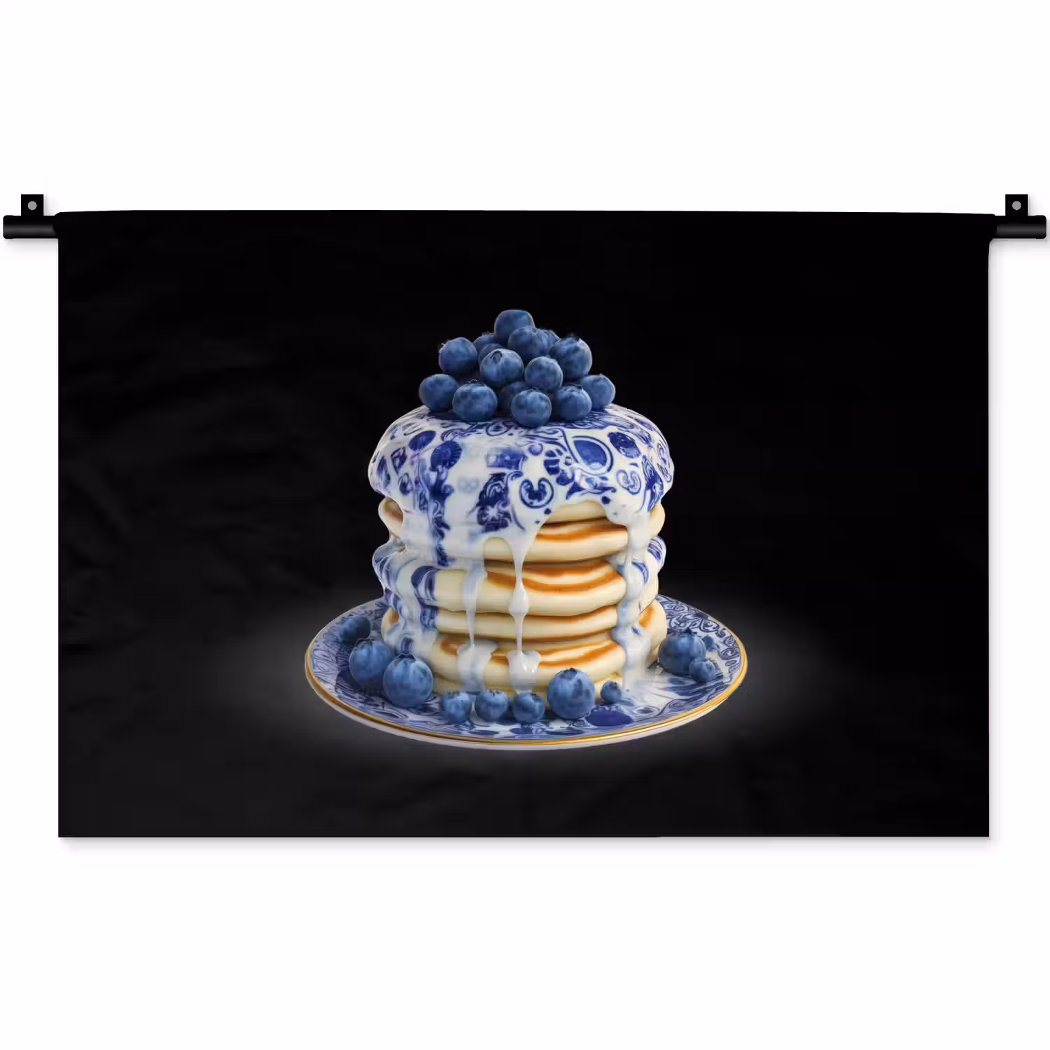 Pannenkoeken - Blauwe Bessen - Bord Wandkleed katoen klein -zz3d