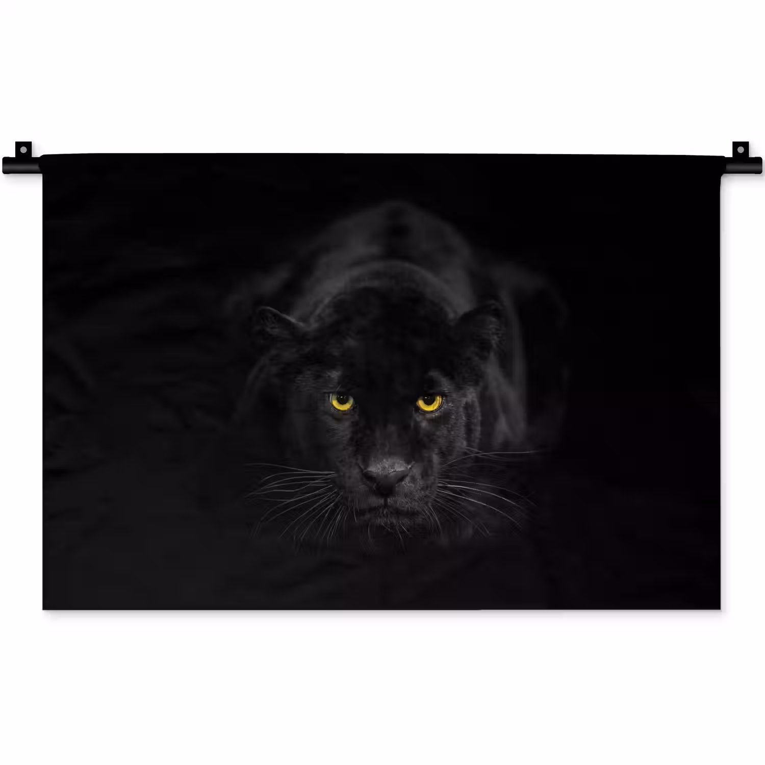 Panter - Dieren - Zwart - Ogen Wandkleed katoen klein -zz3d