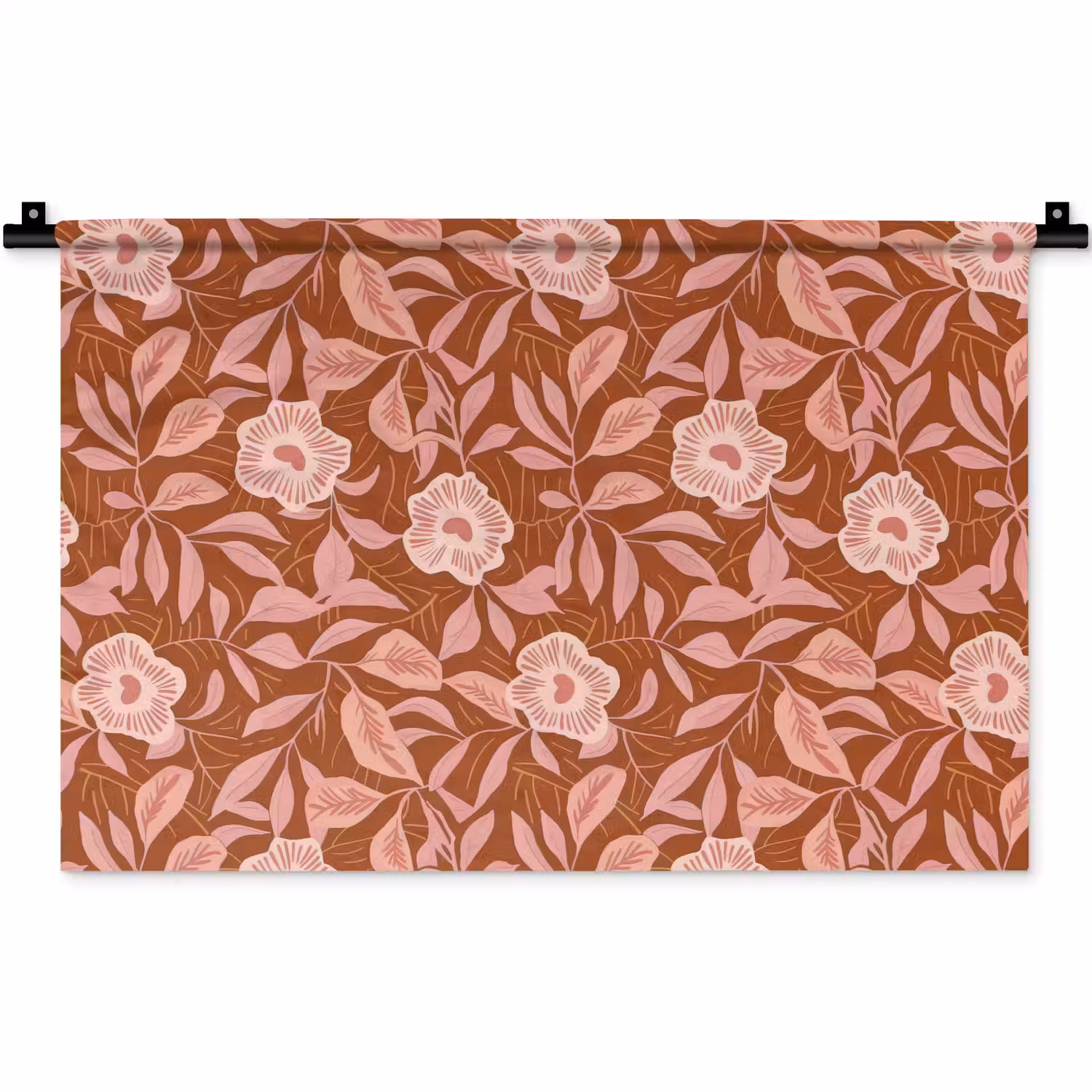 Patroon - Bladeren - Terracotta Wandkleed katoen klein 269 -zz3d