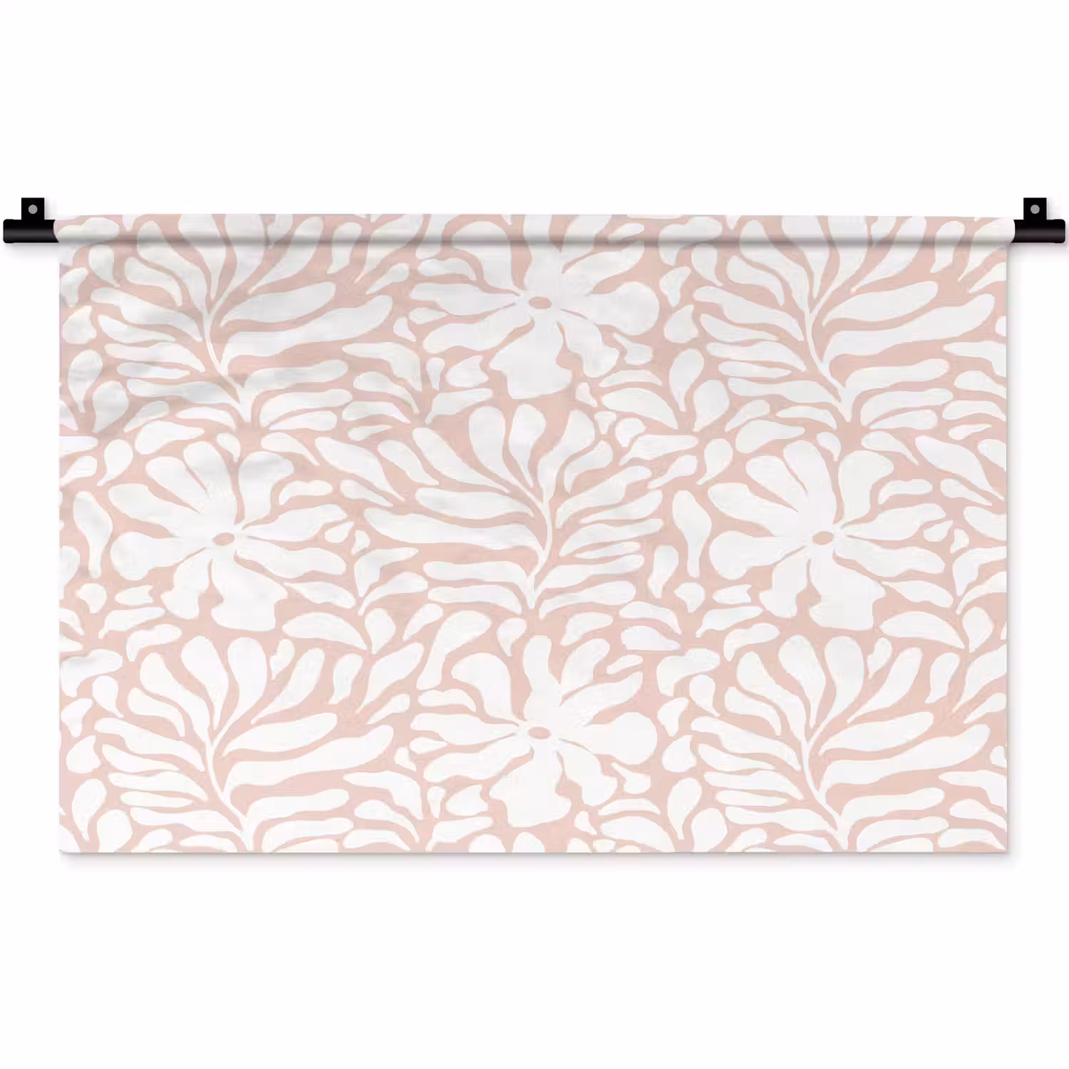 Patroon - Bloemen - Roze - Wit Wandkleed katoen klein 269 -zz3d