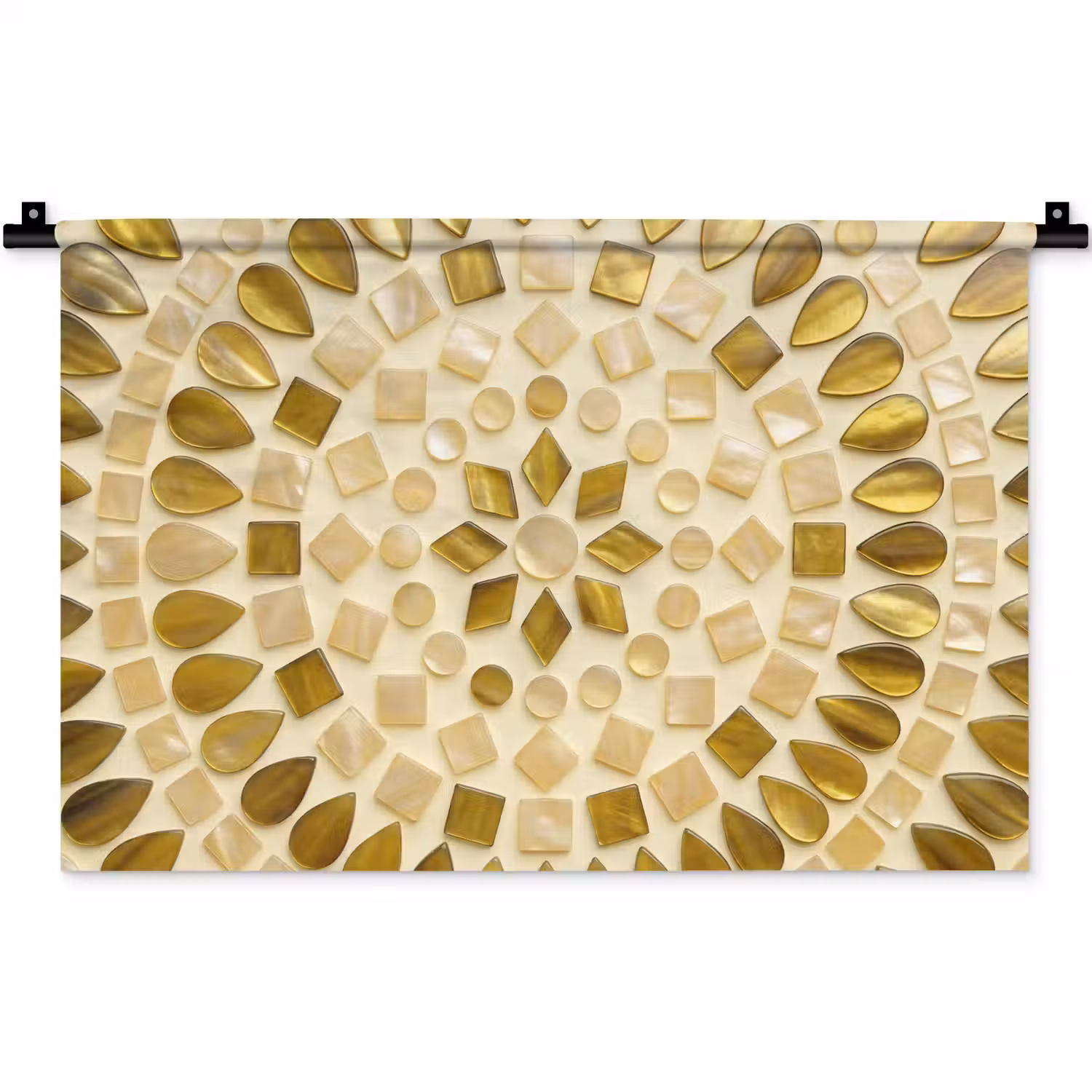 Patroon - Vormen - Mozaïek - Abstract - Goud Wandkleed katoen klein -zz3d