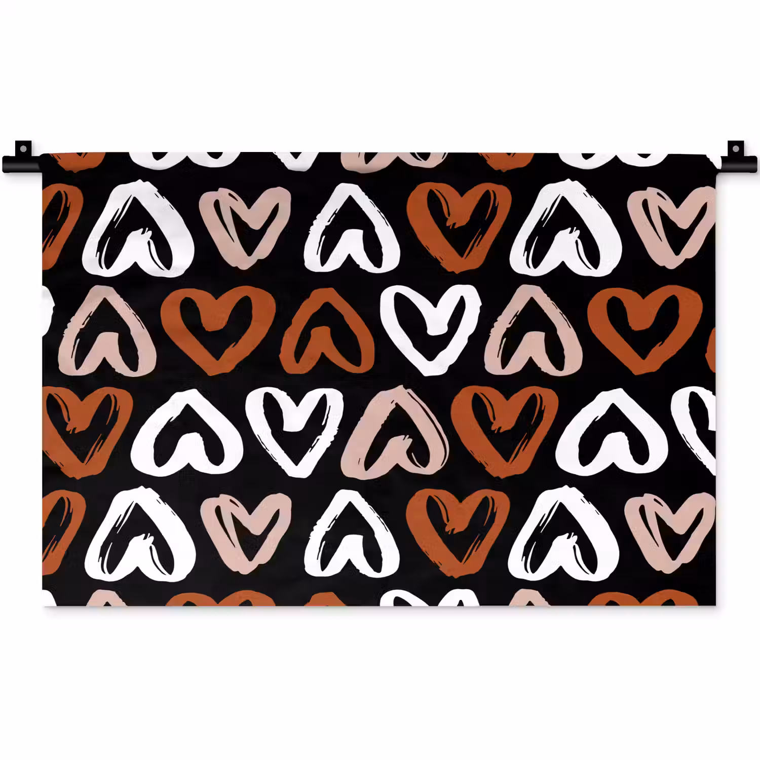 Patroon - Zwart - Hart Wandkleed katoen klein 269 -zz3d