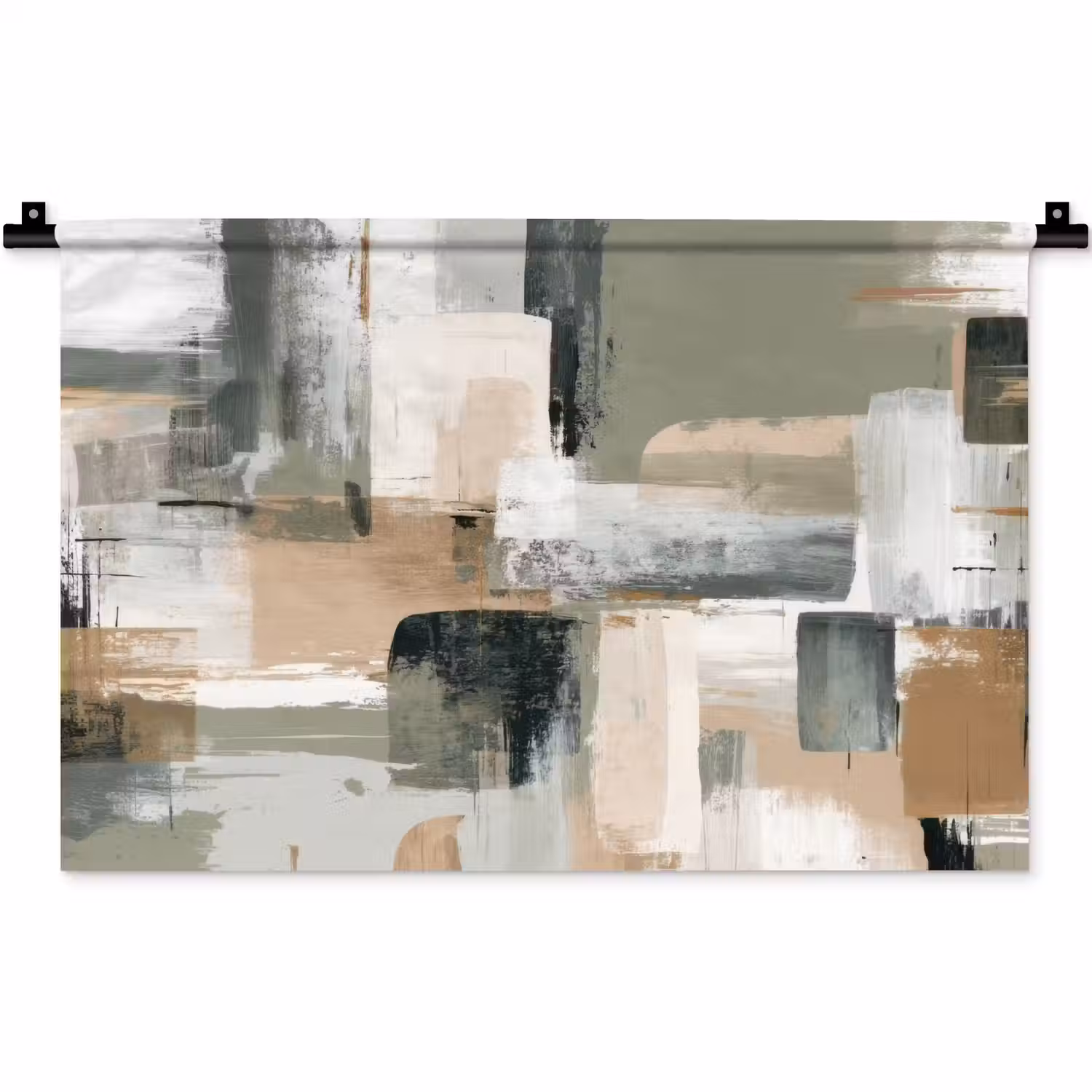 Penseelstreken - Abstract - Aardetinten Wandkleed katoen klein -zz3d