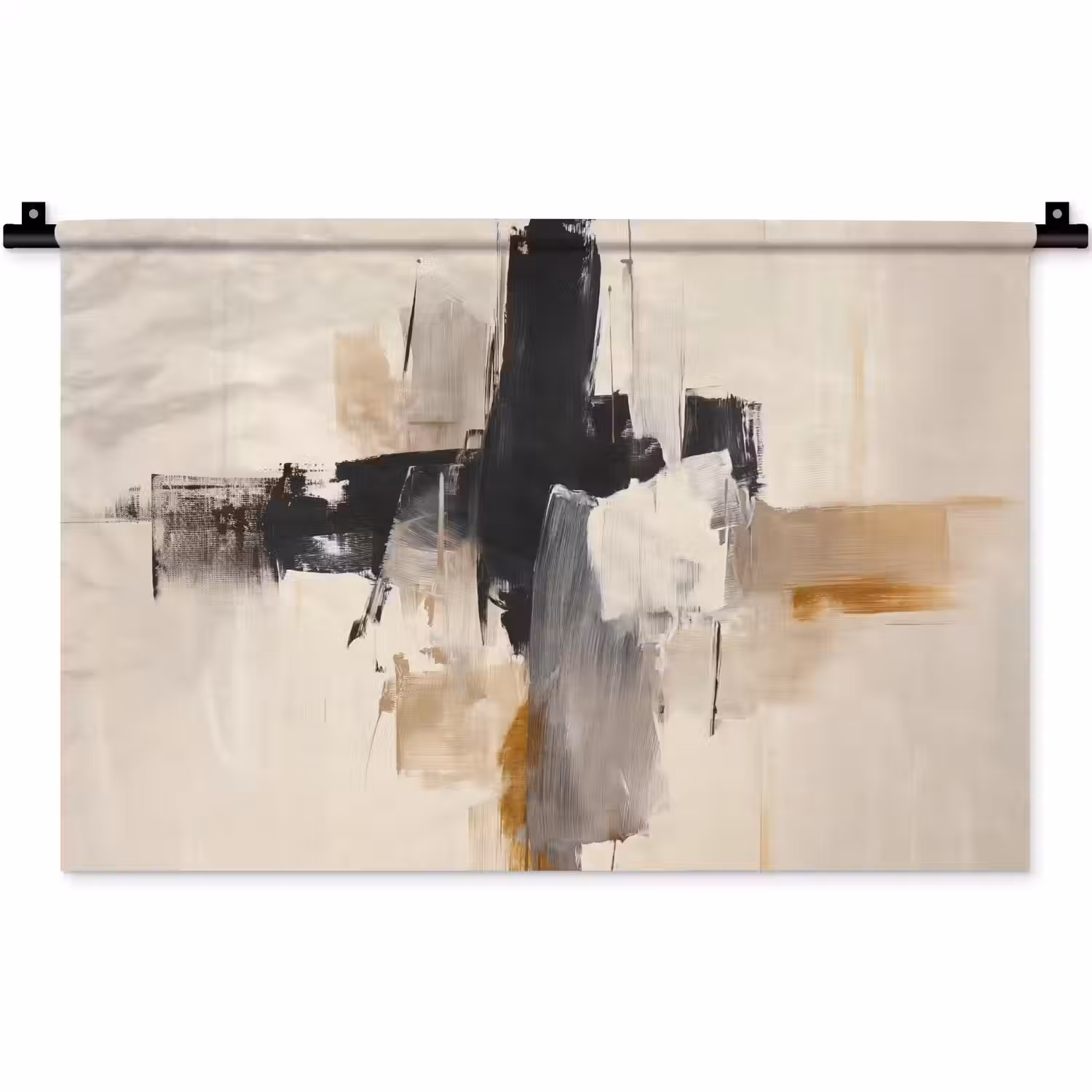 Penseelstreken - Ruw - Abstract - Beige Wandkleed katoen klein -zz3d