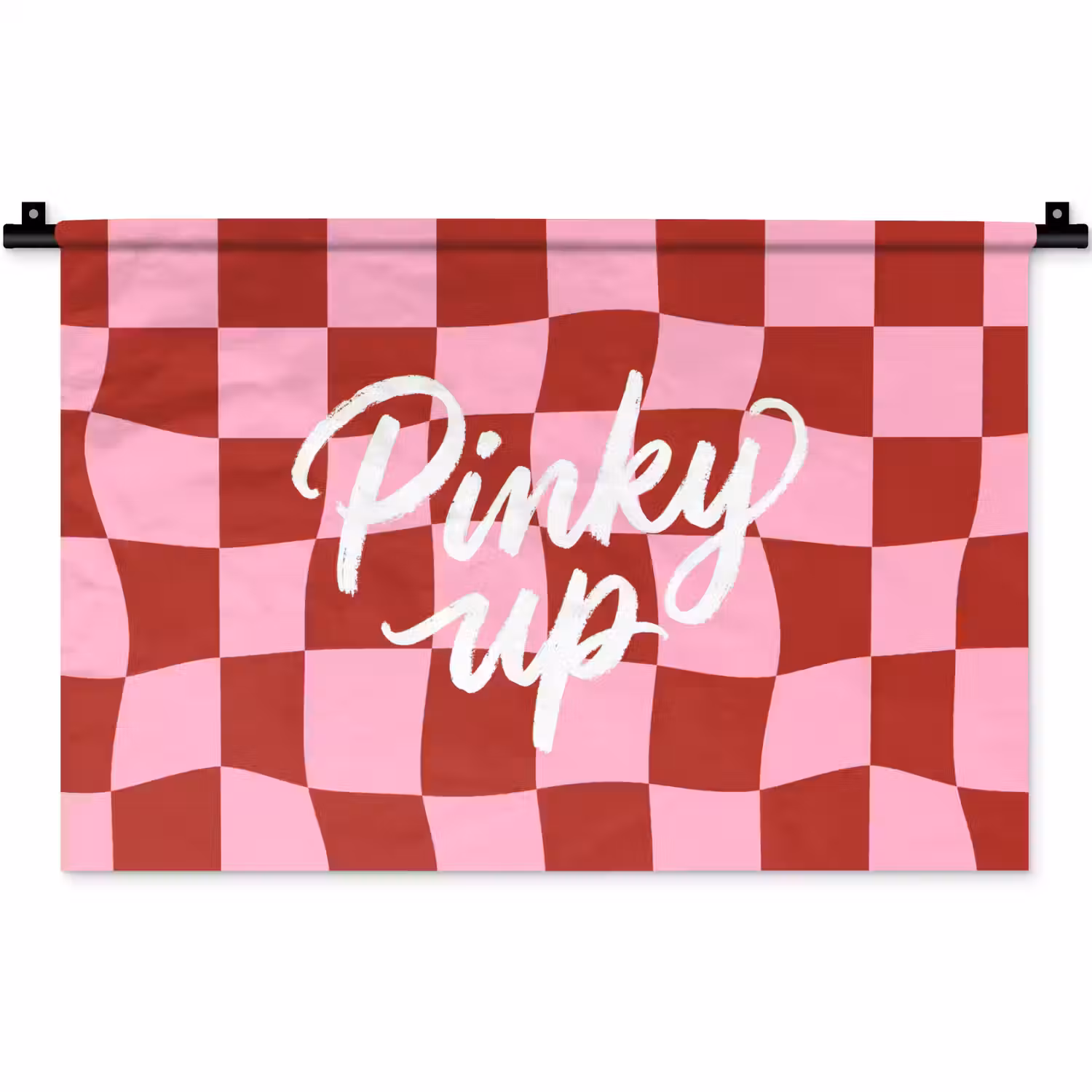 Pinky up - Geblokt - Bordeauxrood Wandkleed katoen klein -zz3d