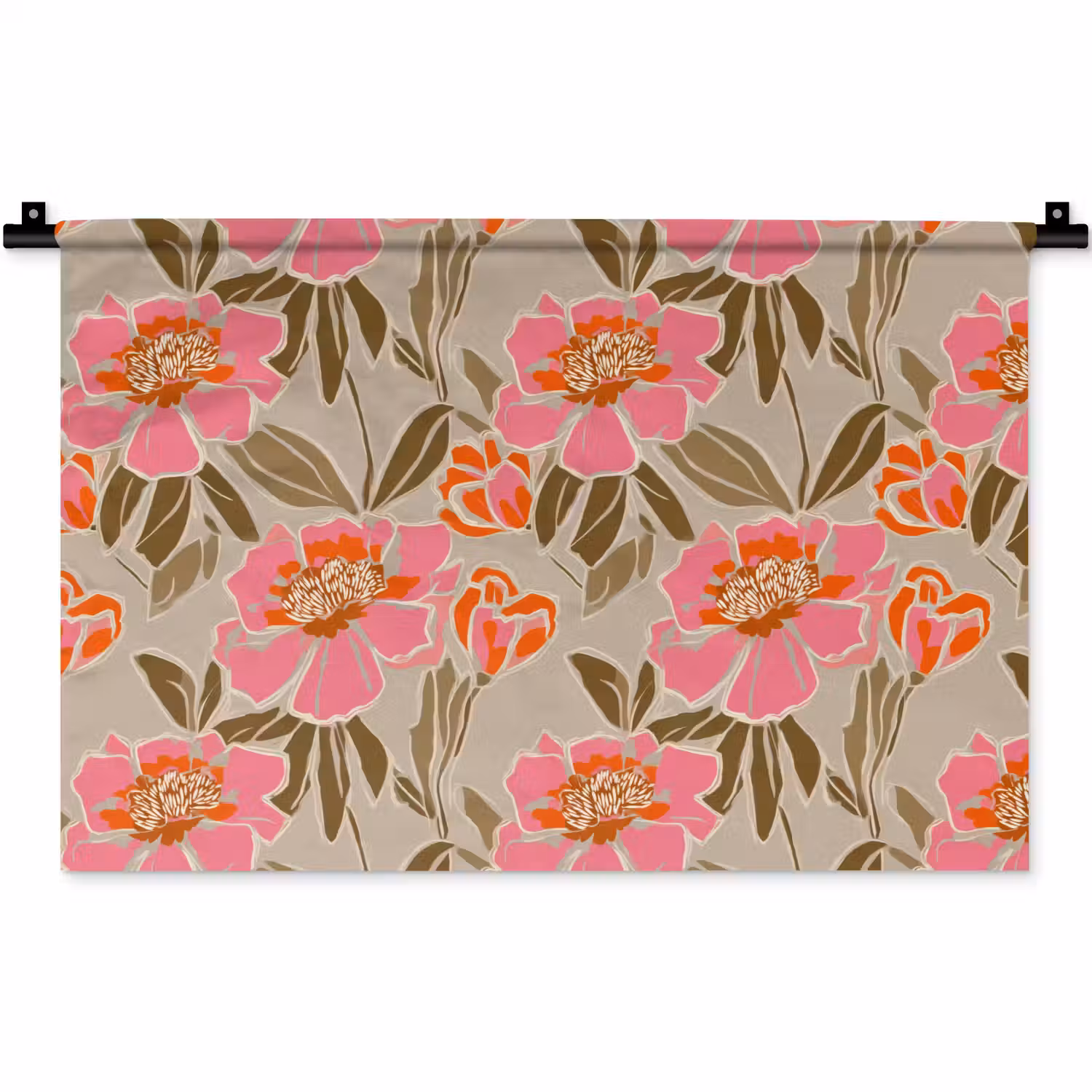 Pioenrozen - Patroon - Roze Wandkleed katoen klein 269 -zz3d