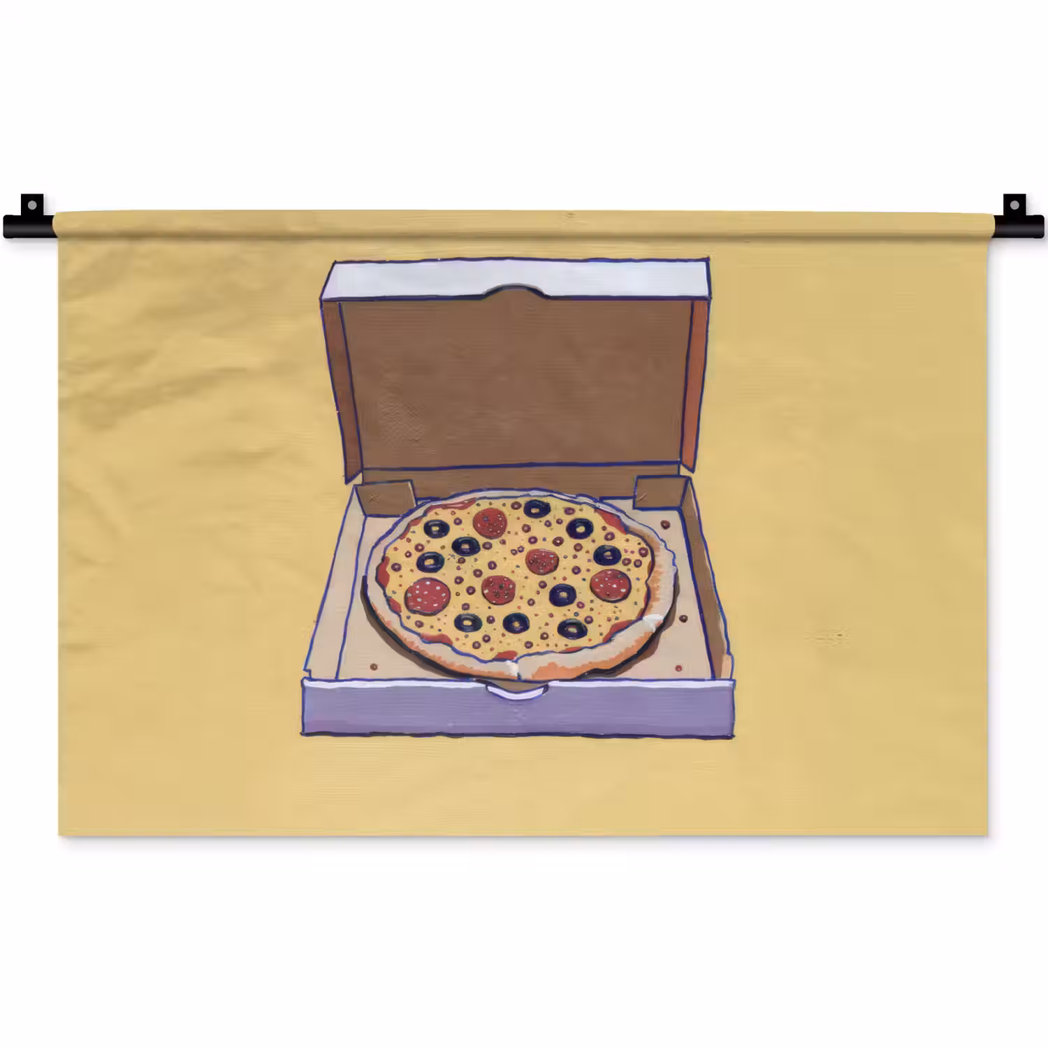 Pizza - Doos - Salami - Illustratie Wandkleed katoen klein -zz3d