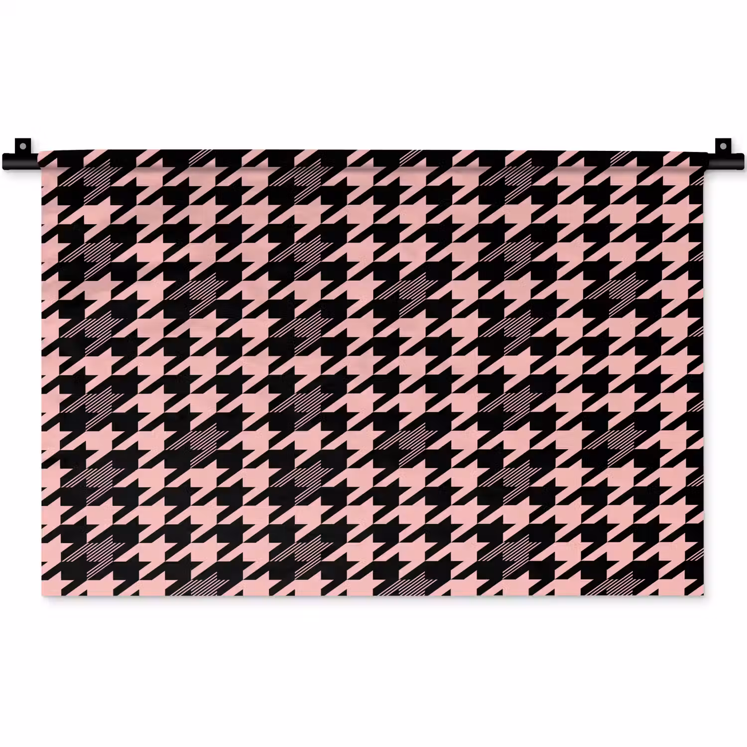 Plaid - Patroon - Zwart - Roze Wandkleed katoen klein 269 -zz3d