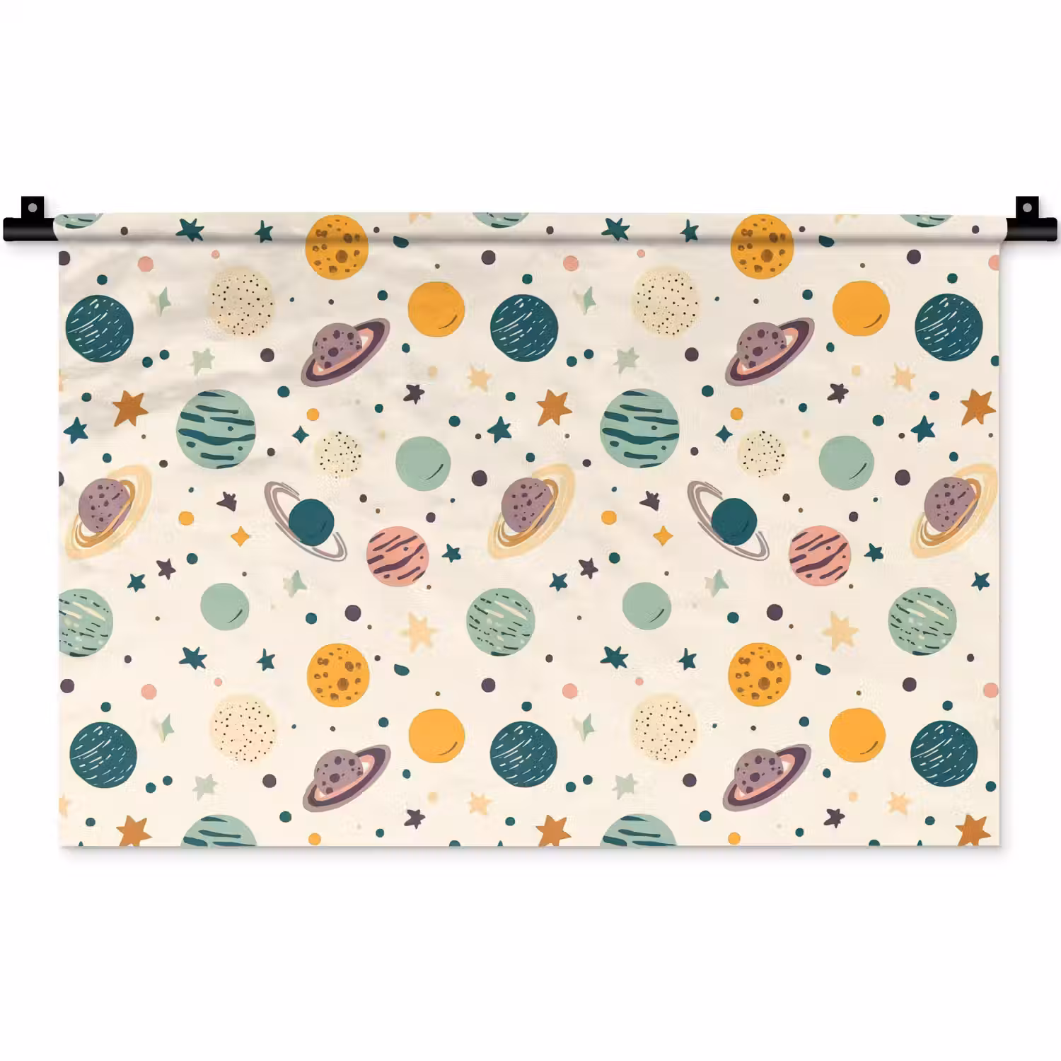 Planeten - Retro - Kleurrijk Wandkleed katoen klein 269 -zz3d
