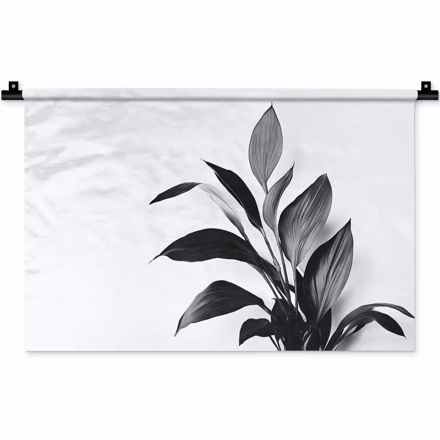 Plant - Bladeren - Minimalistisch - Zwart Wandkleed katoen klein -zz3d