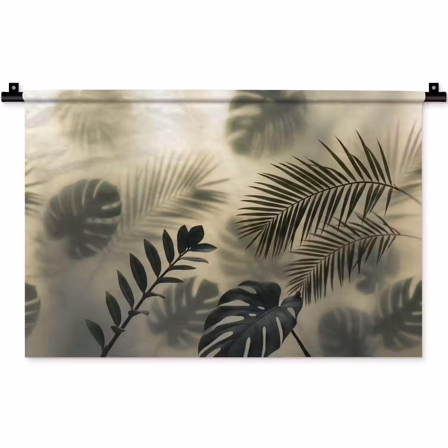 Planten - Bladeren - Schaduwen - Groen - Modern Wandkleed katoen klein -zz3d