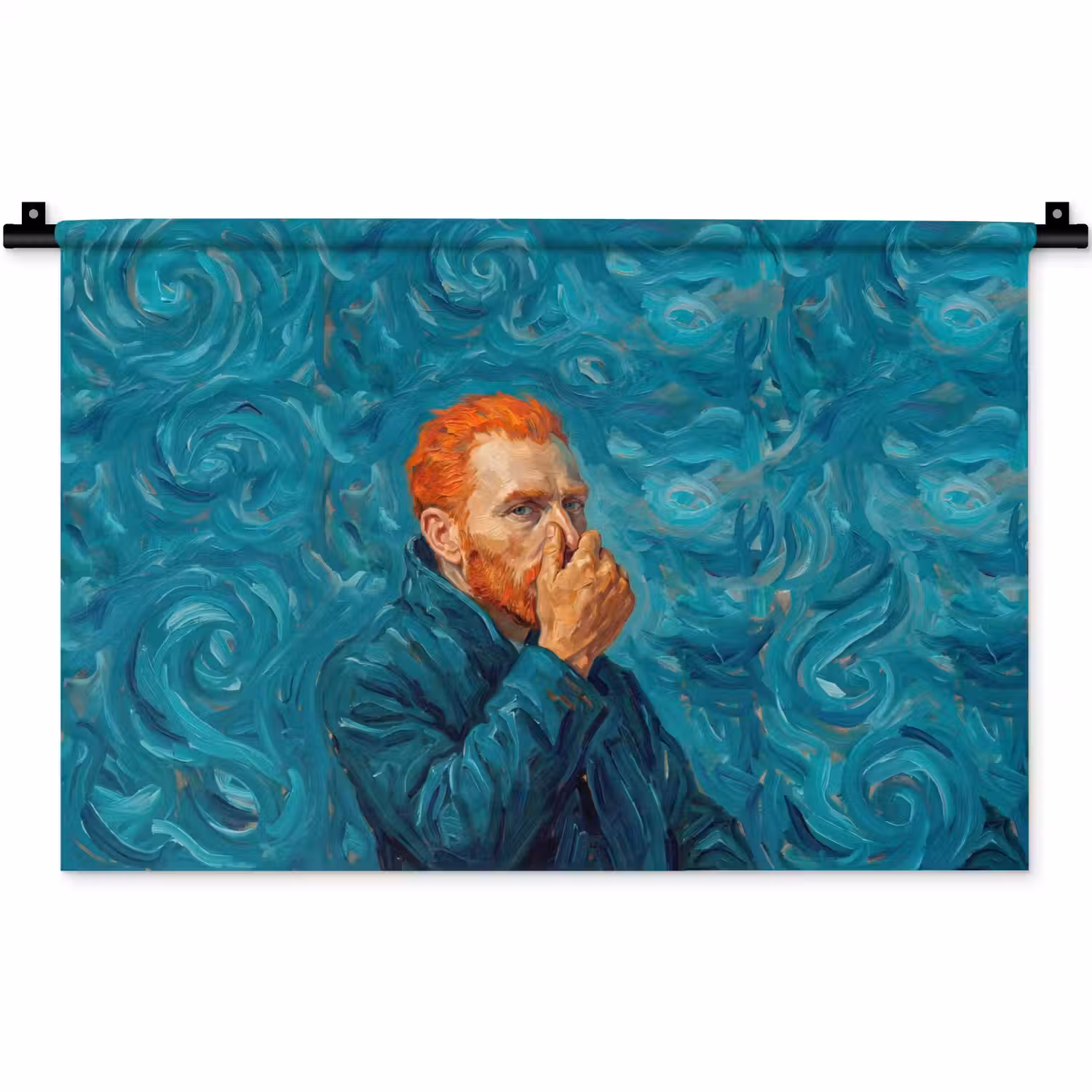 Portret - Klassiek - Blauw Wandkleed katoen klein -zz3d
