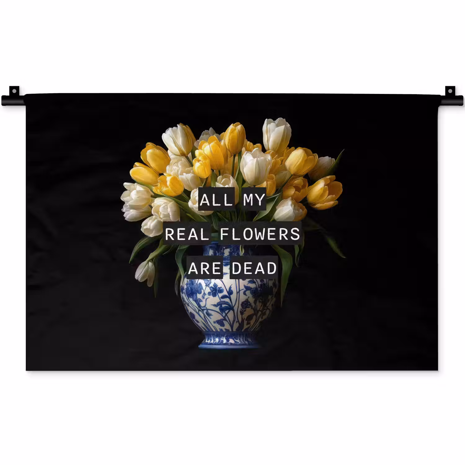 Quotes - Bloem - Tulp - Geel Wandkleed katoen klein -zz3d