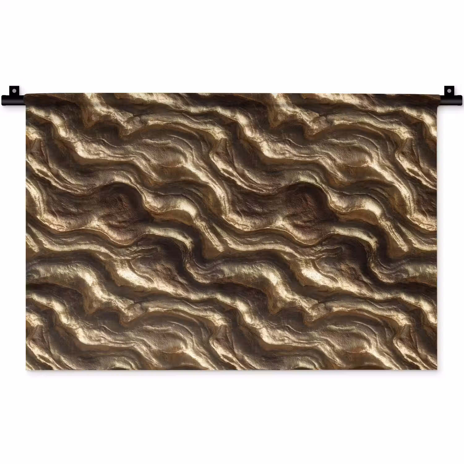Reliëf - Golven - Abstract - Bronsgoud Wandkleed katoen klein 269 -zz3d