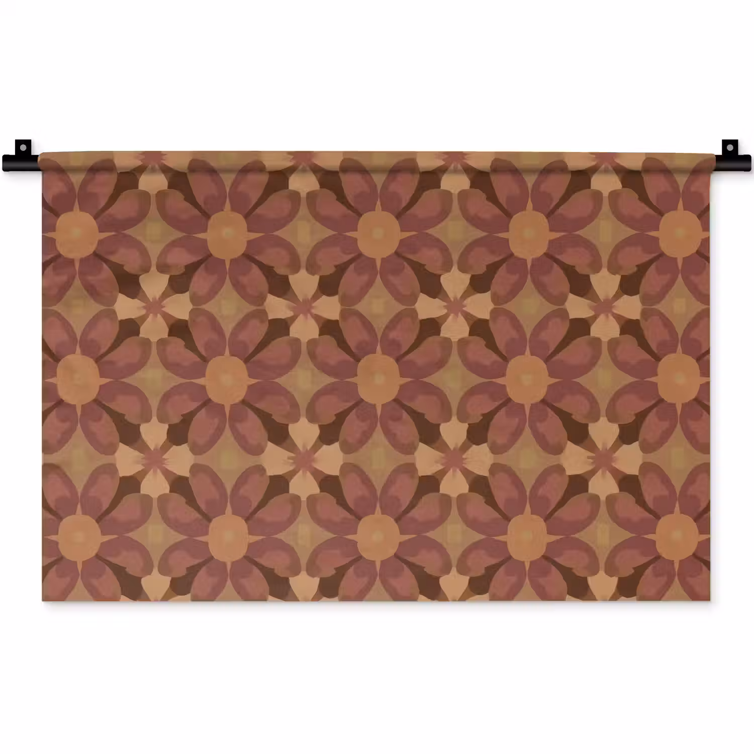 Retro - Bloemen - Bruin Wandkleed katoen klein 269 -zz3d