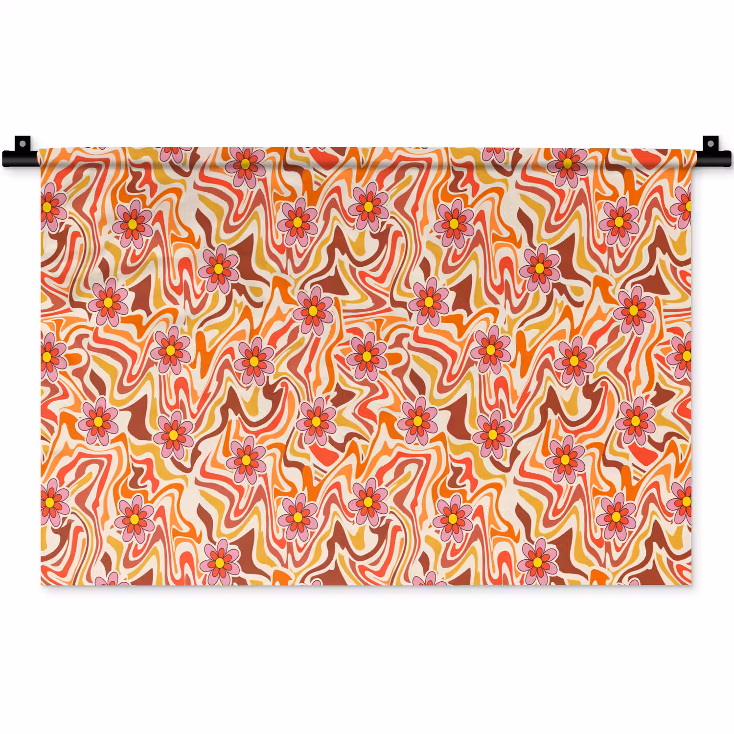 Retro - Bloemen - Patroon Wandkleed katoen klein 269 -zz3d
