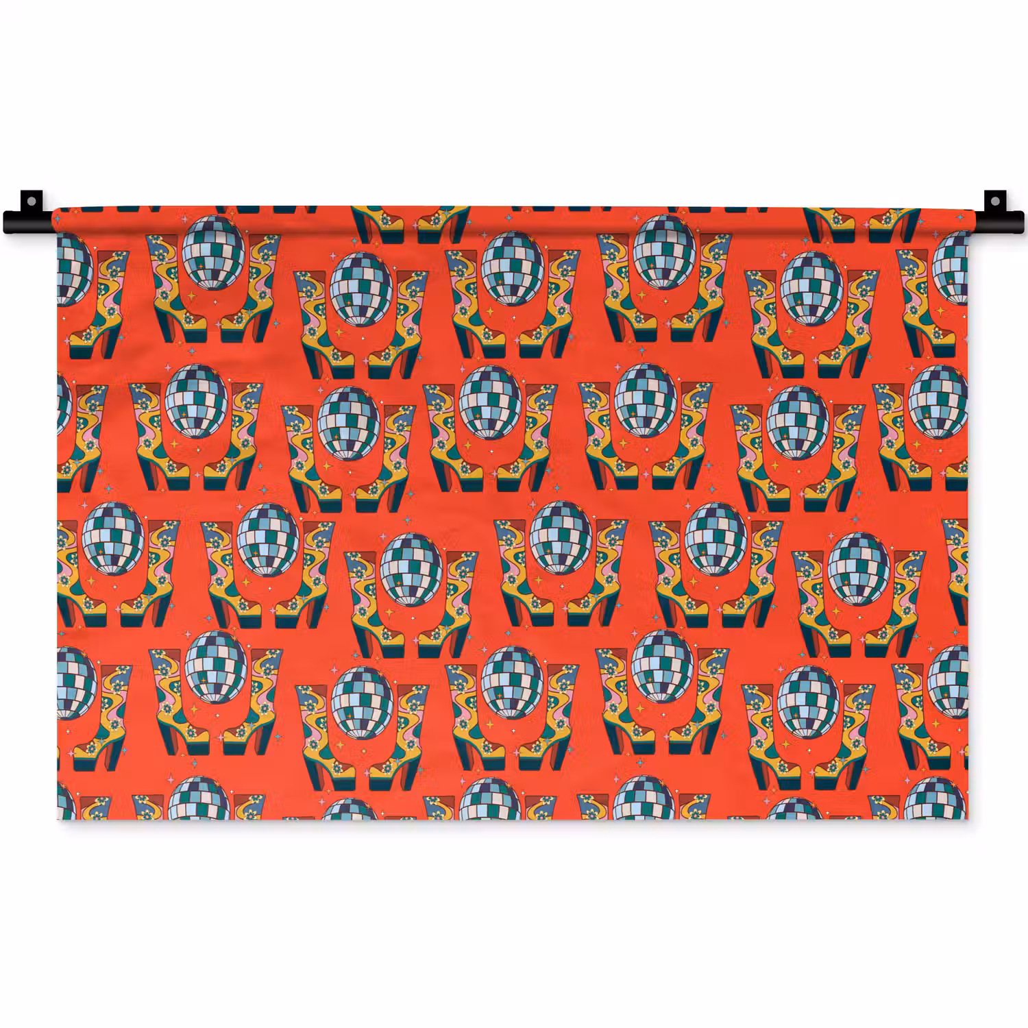 Rood - Disco - Patroon Wandkleed katoen klein 269 -zz3d