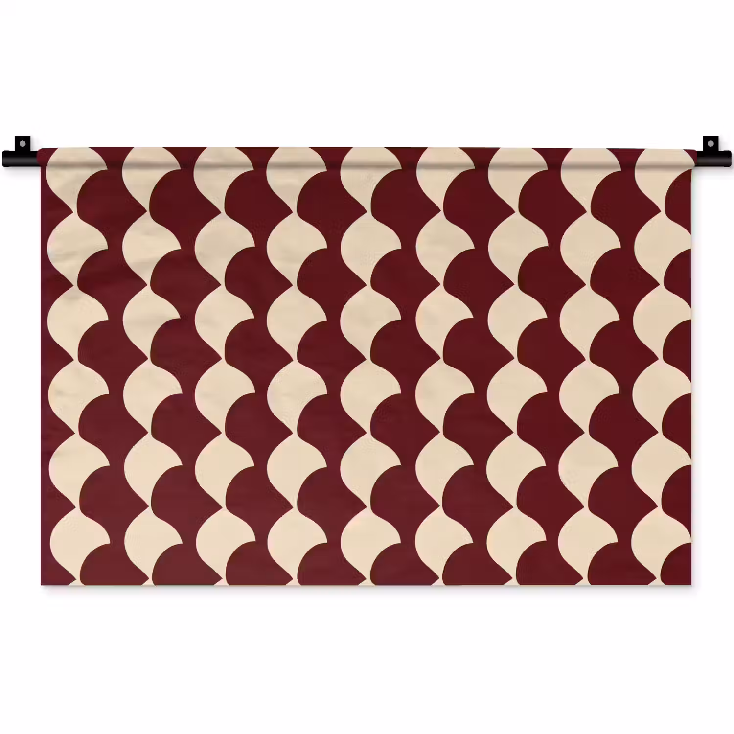 Rood - Tegelpatroon - Crème Wandkleed katoen klein 269 -zz3d