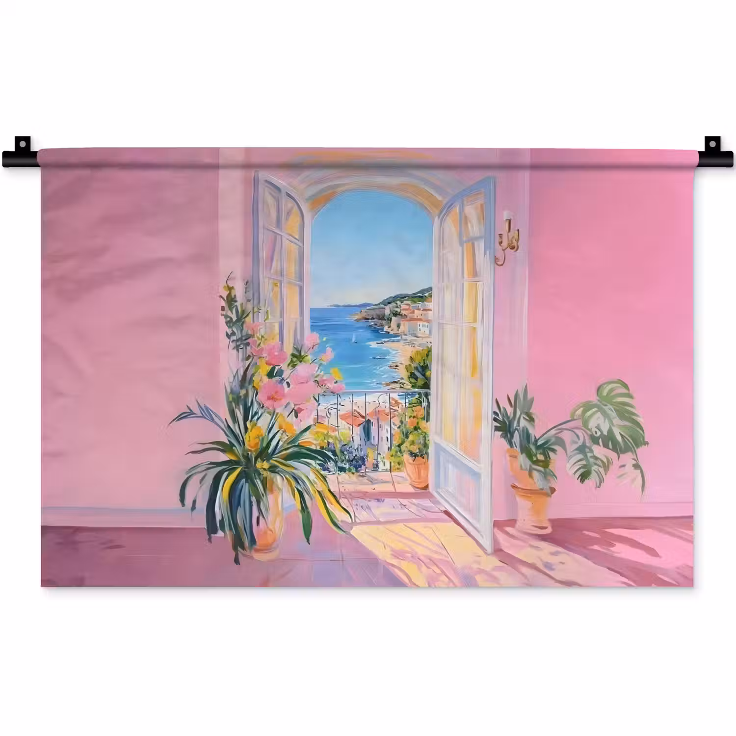 Roze - Buiten - Verf Wandkleed katoen klein -zz3d