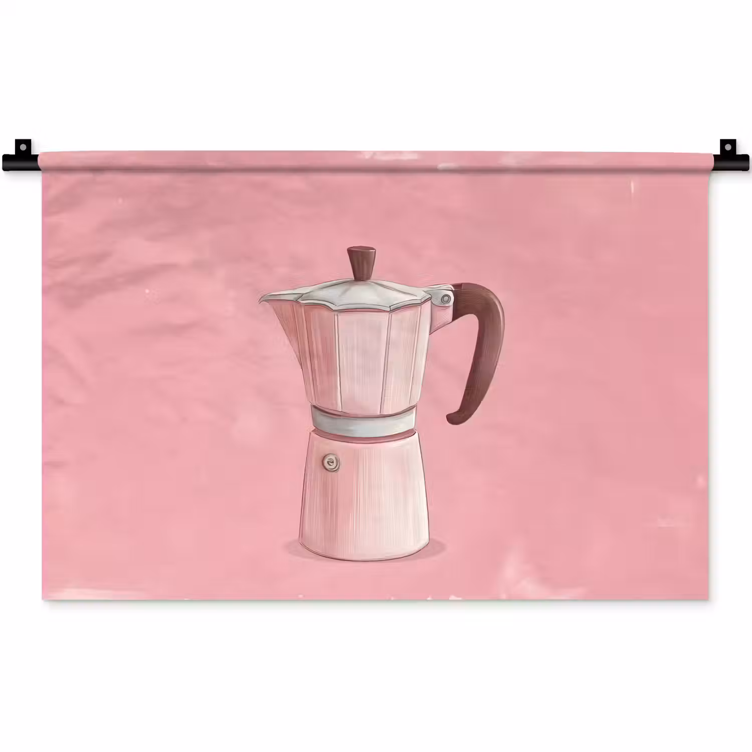 Roze - Mokkapot - Illustratie - Koffie Wandkleed katoen klein -zz3d