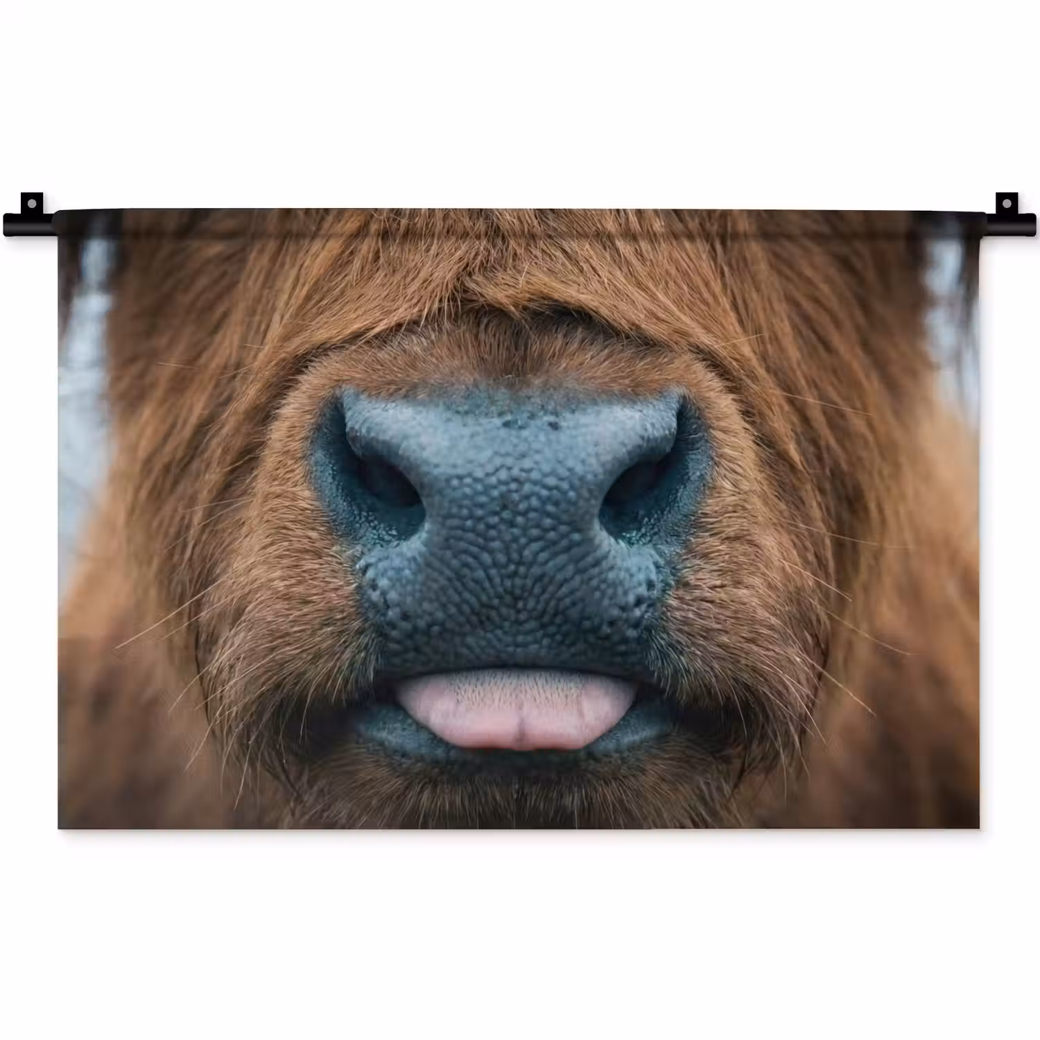 Schotse hooglander - Neus - Bruin Wandkleed katoen klein -zz3d