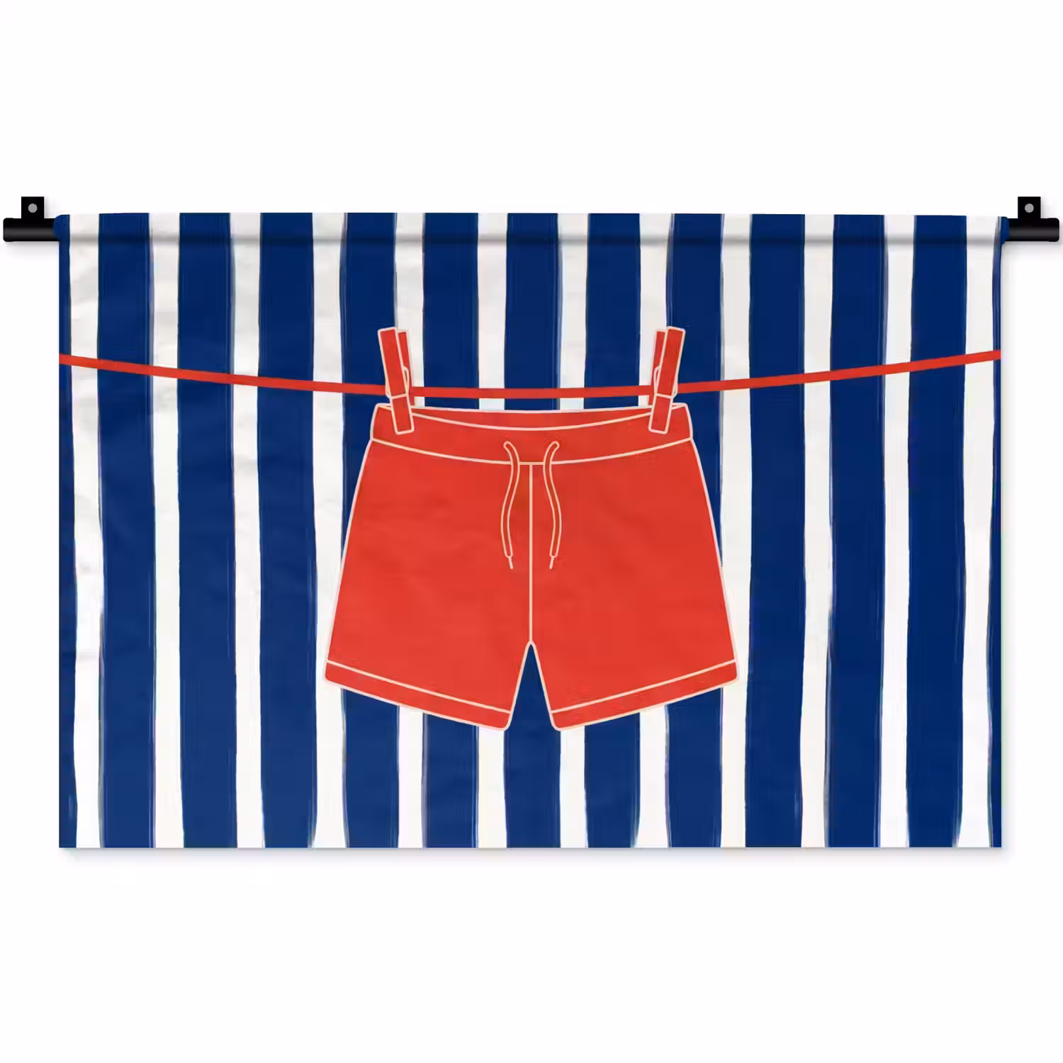 Shorts - Waslijn - Zomer - Illustratie - Rood Wandkleed katoen klein -zz3d