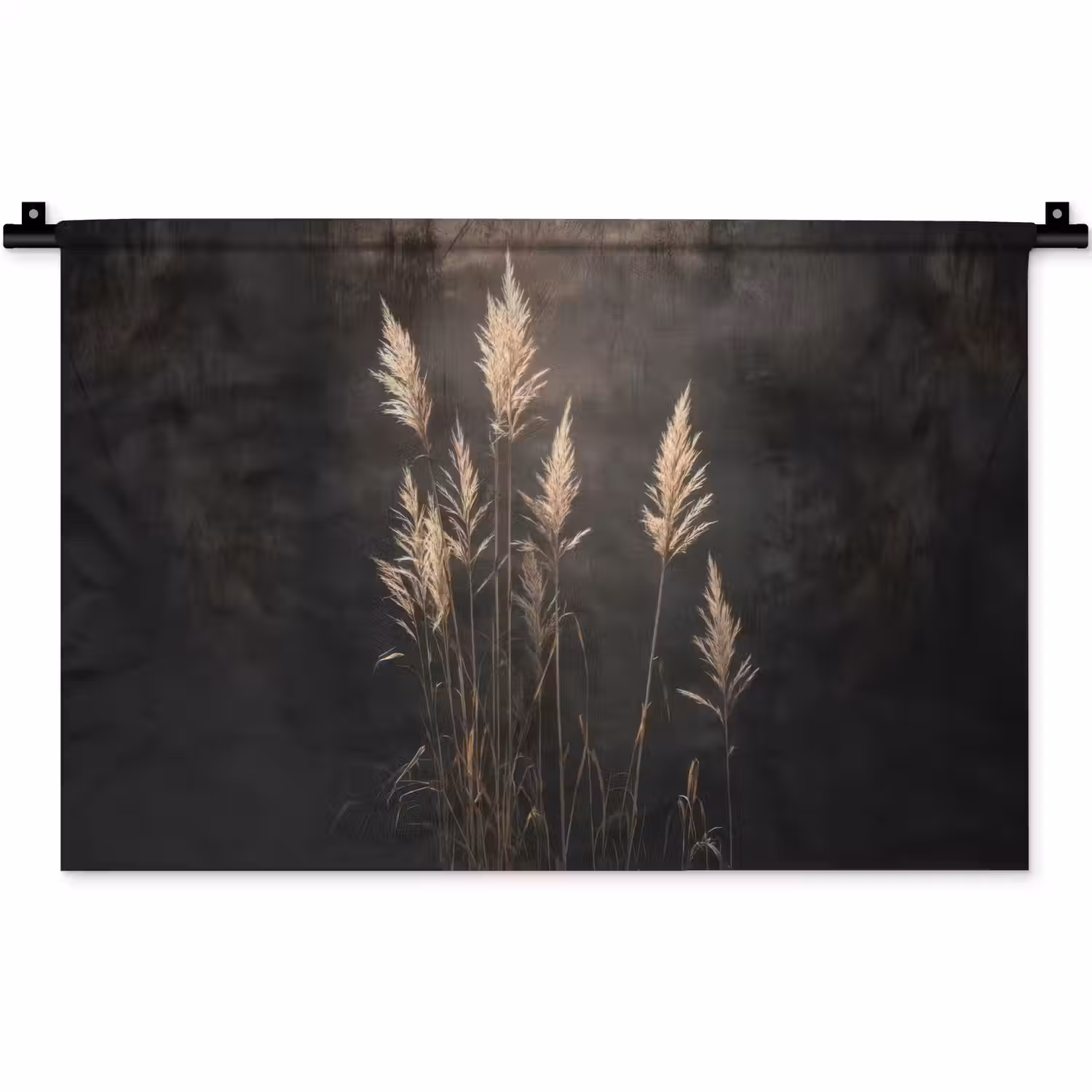 Siergras - Pluimen - Verlichting - Zwart Wandkleed katoen klein -zz3d