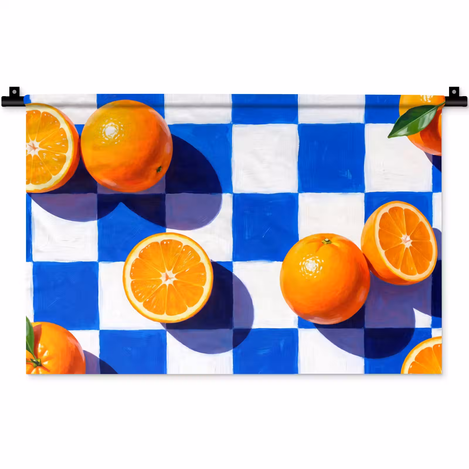 Wandkleed - Sinaasappel - Geruit - Eten - Sinaasappel - Geruit - Eten Wandkleed katoen klein