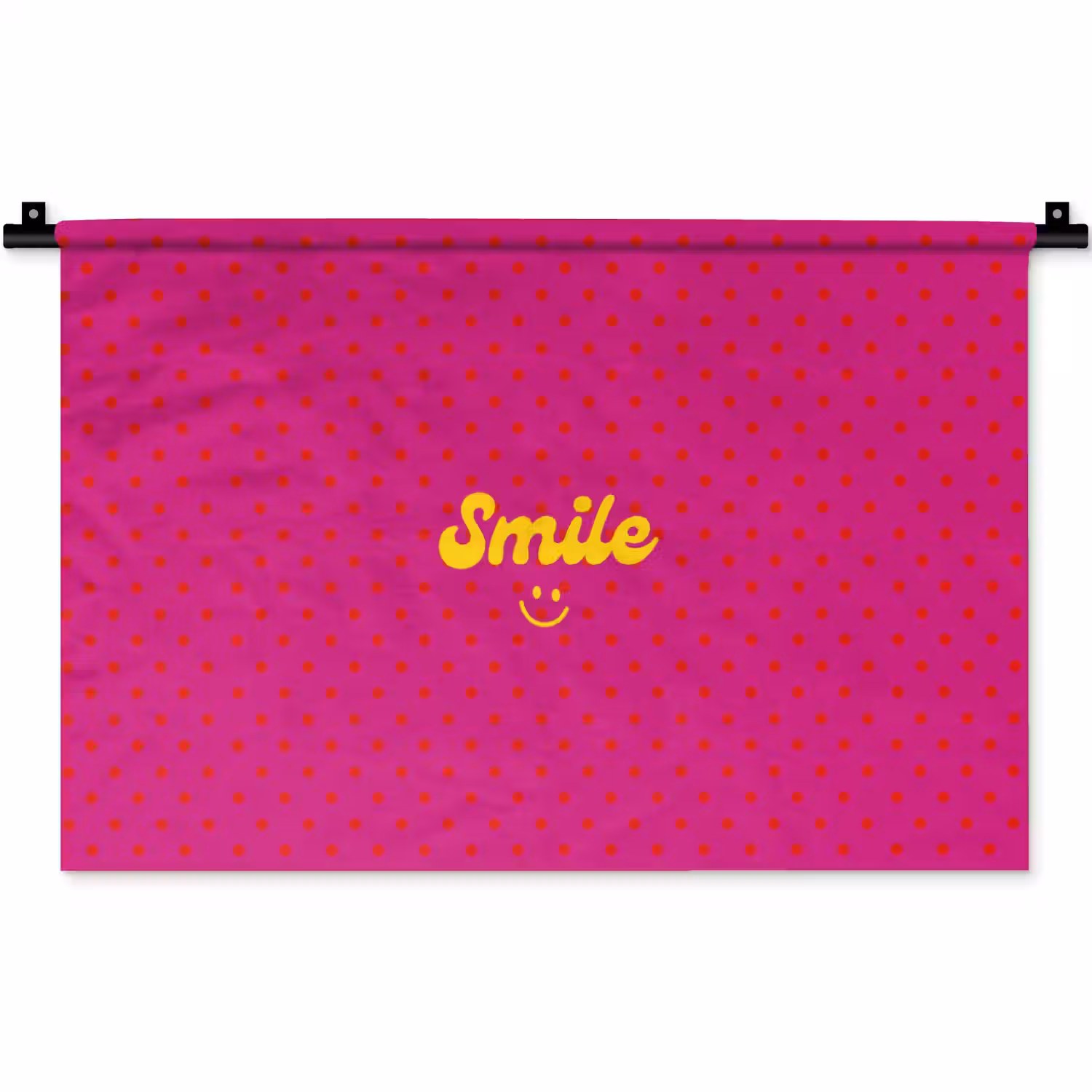 Smile - Stippen - Geel - Smiley - Roze Wandkleed katoen klein -zz3d