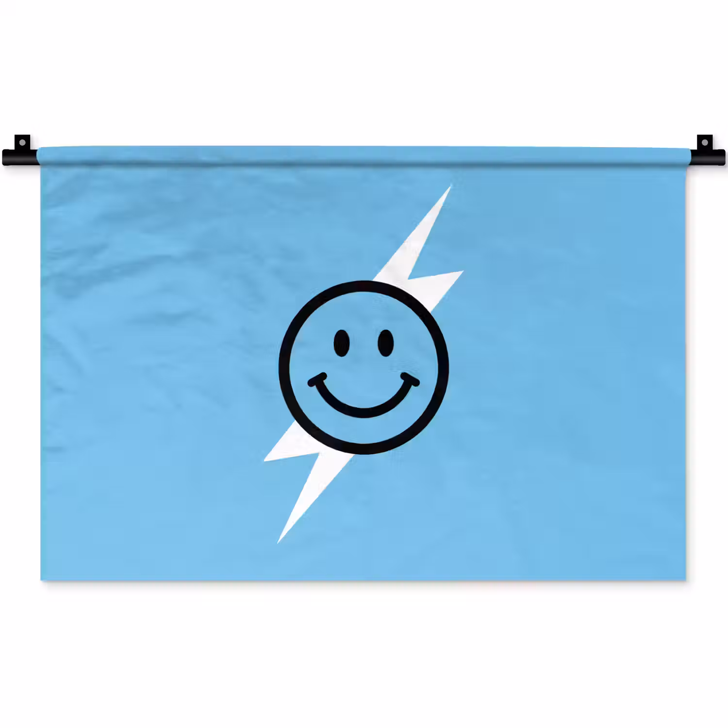 Smiley - Blauw - Bliksem Wandkleed katoen klein -zz3d